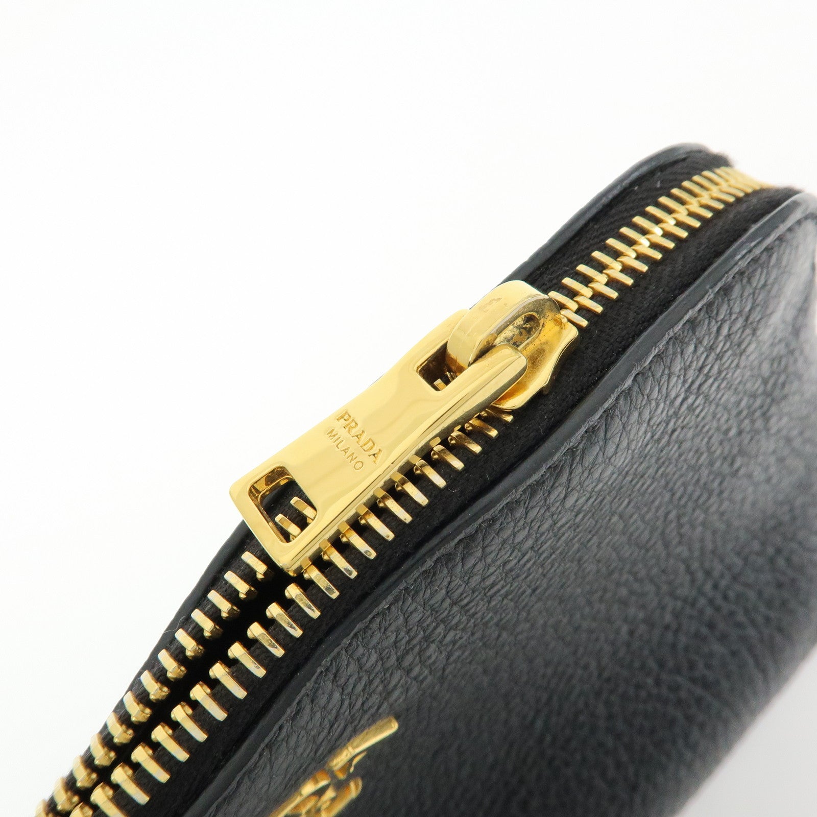 PRADA Logo Leather Cosmetic Pouch Clutch Black 1ND005