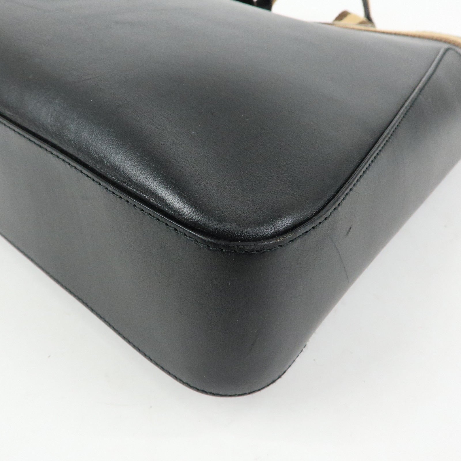 GUCCI Sherry Leather Tote Bag Hand Bag Black 002・1134