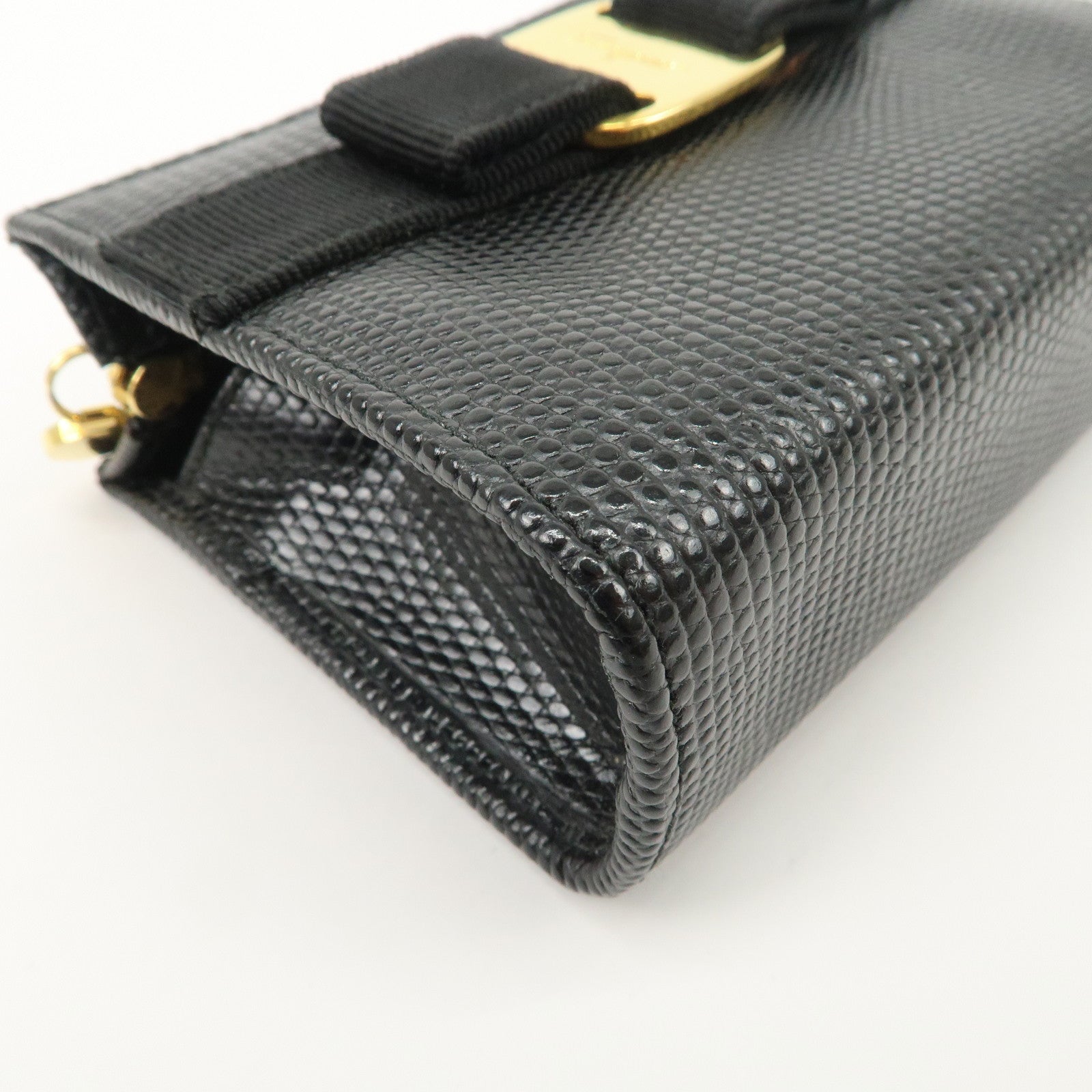 Ferragamo Vara Ribbon Leather Pouch Black