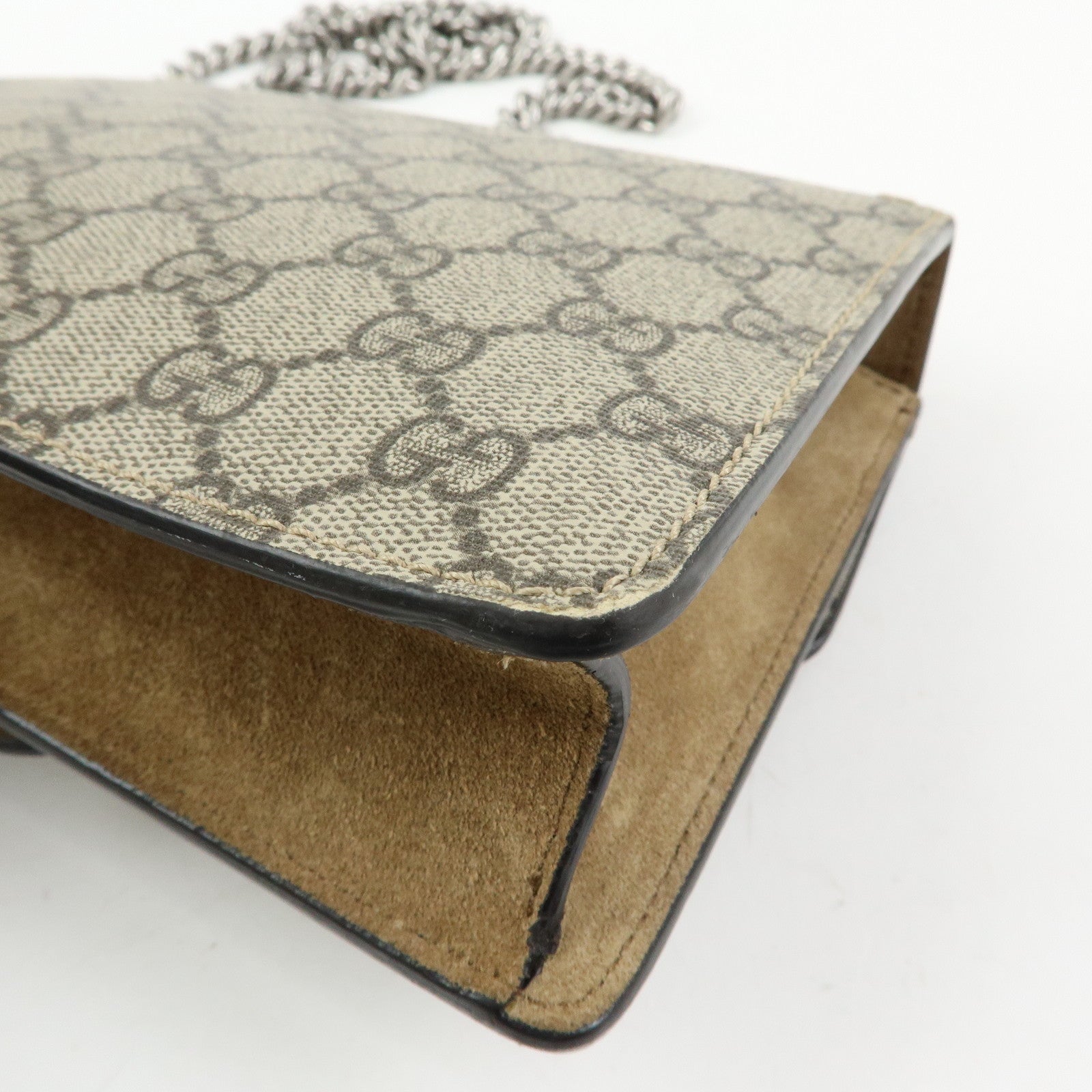 GUCCI Dionysus GG Supreme Suede Shoulder Bag Beige Brown 421970