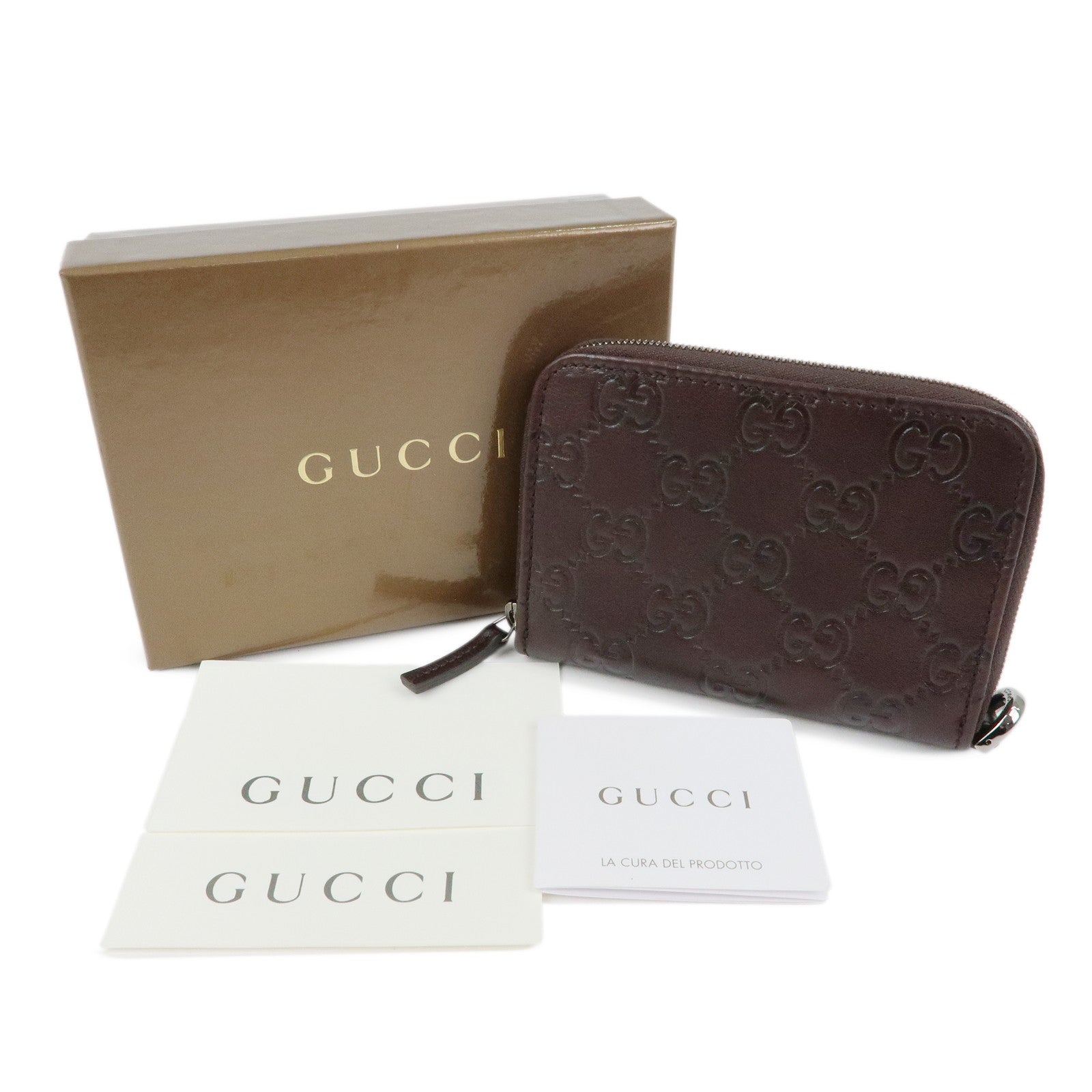 GUCCI Guccissima Leather Compact Wallet Dark Brown 162850