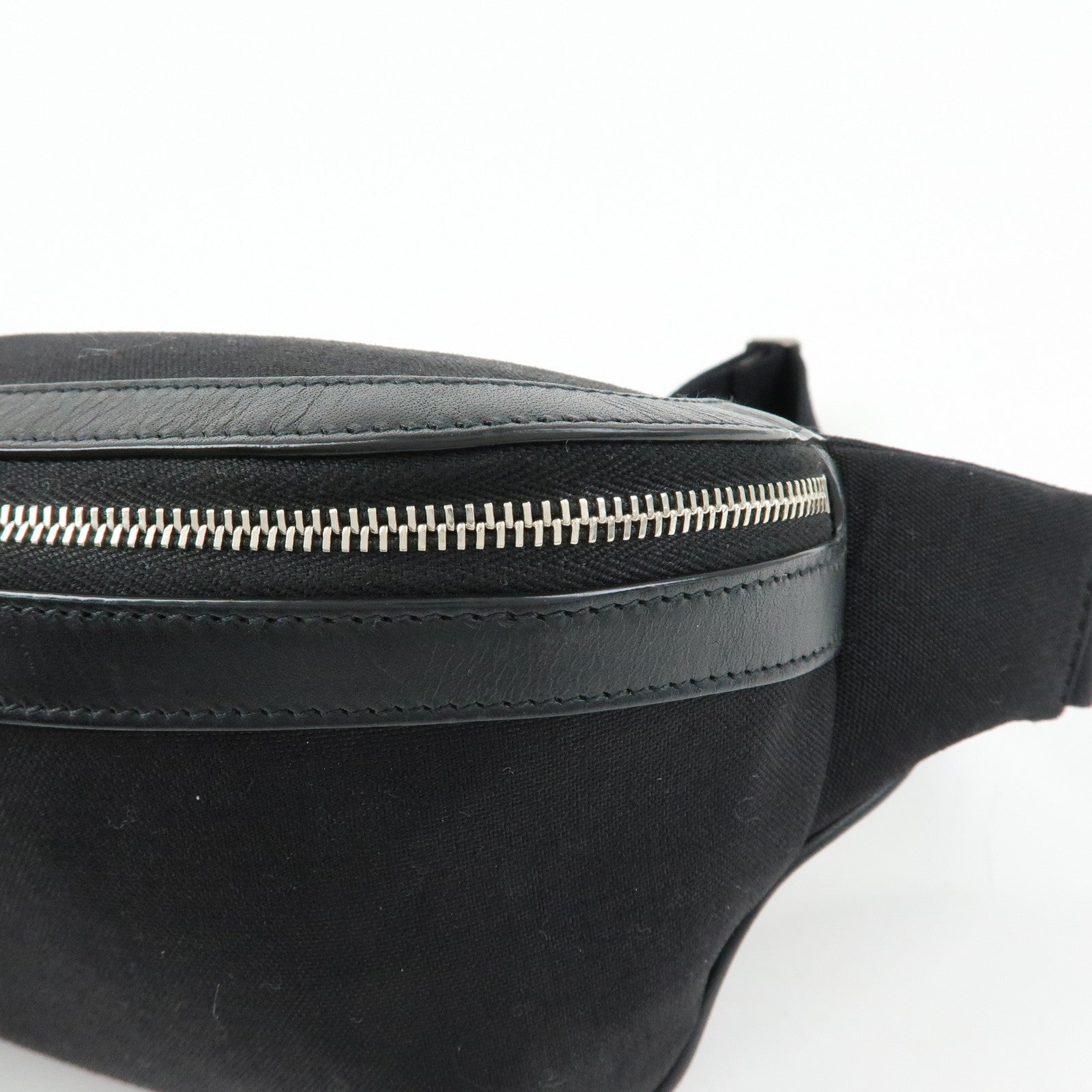 SAINT LAURENT PARIS Canvas Leather Waist Bag Body Bag Black 557831