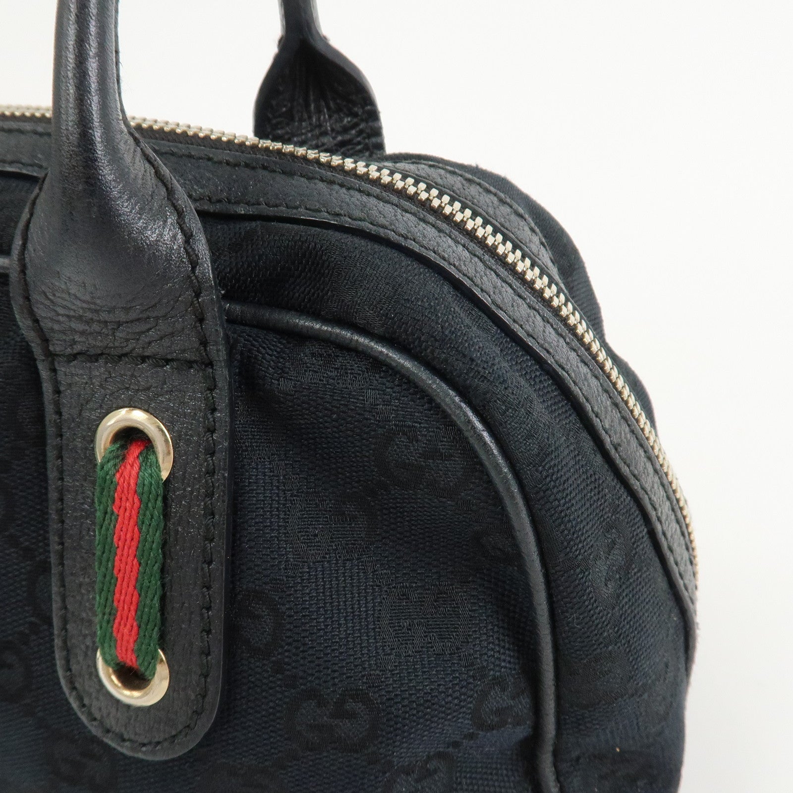 GUCCI Princy Sherry GG Canvas Leather Boston Bag Black 161720