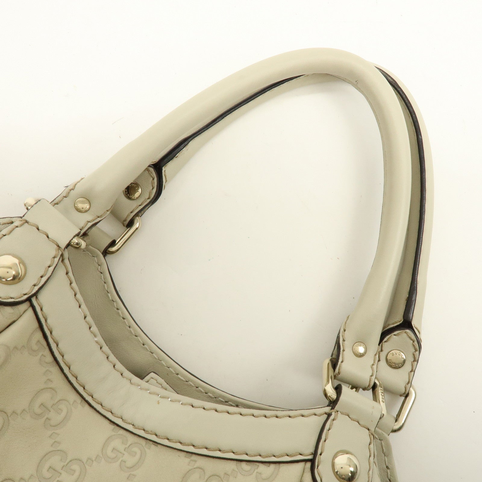 GUCCI Sukey Guccissima Leather Tote Bag Hand Bag White 211944