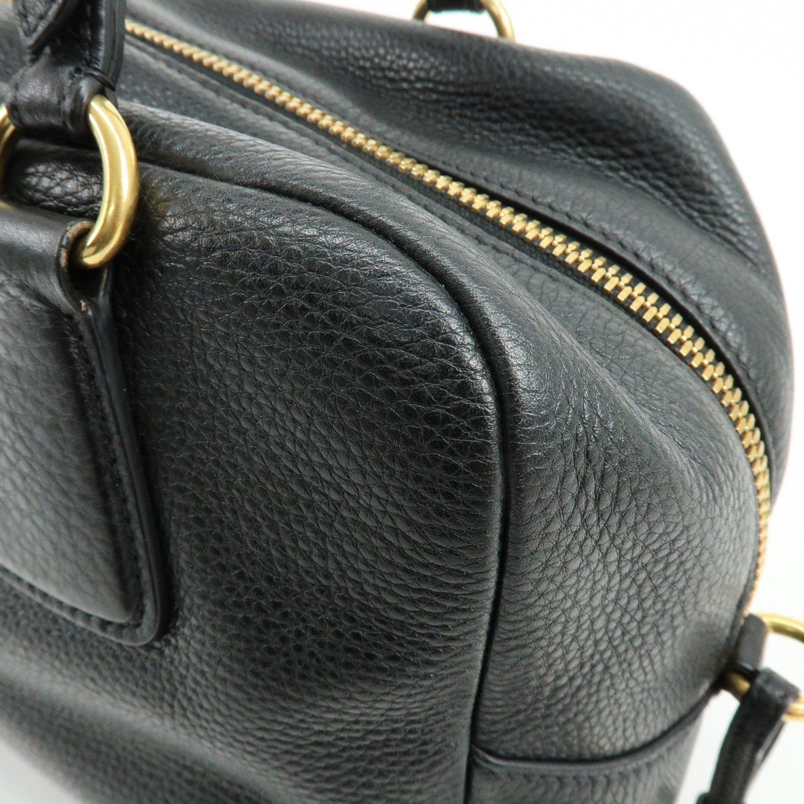 PRADA Vitello Daino Leather Shoulder Bag Hand Bag Black B3091M