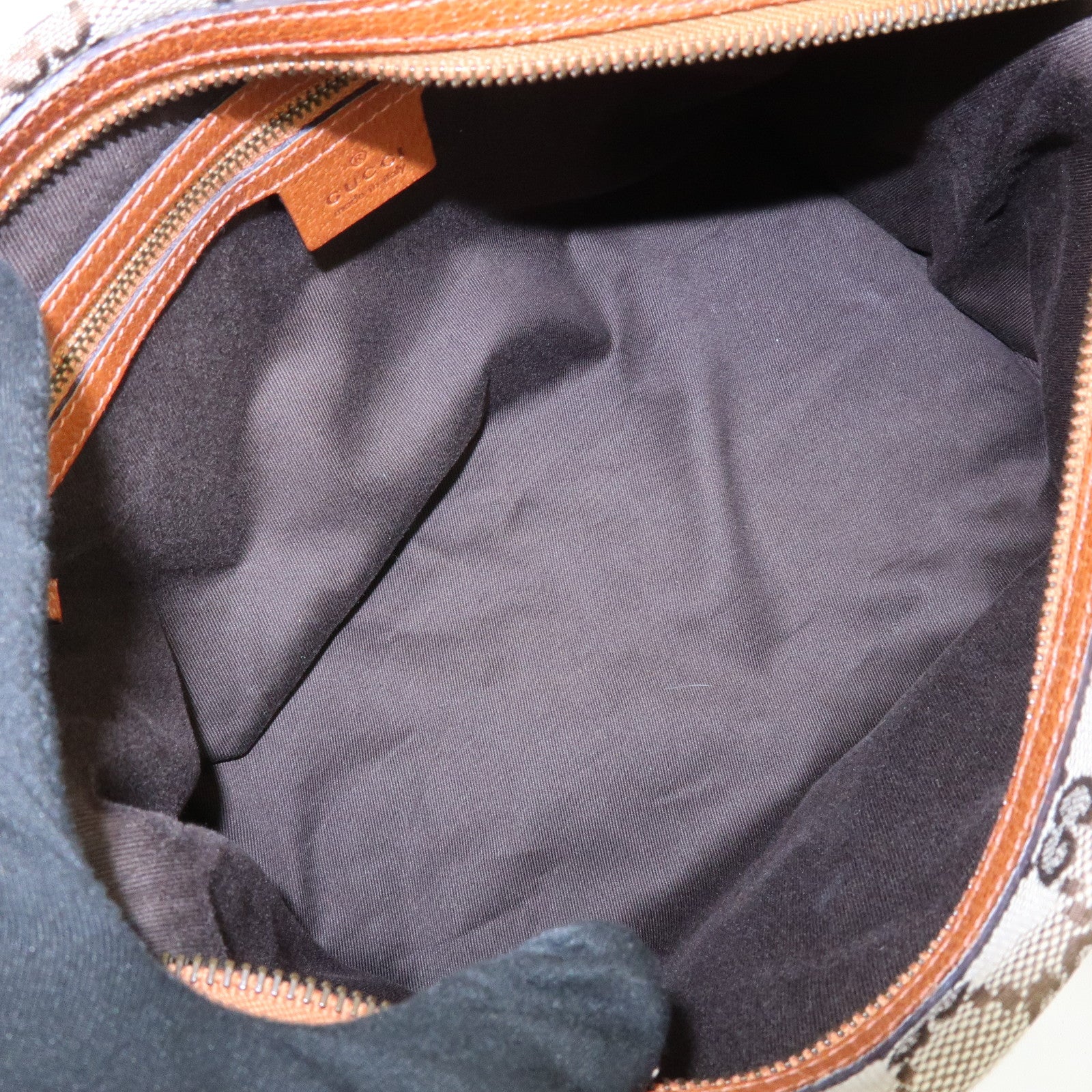 GUCCI GG Canvas Leather Hand Bag Boston Bag Beige Brown 120886