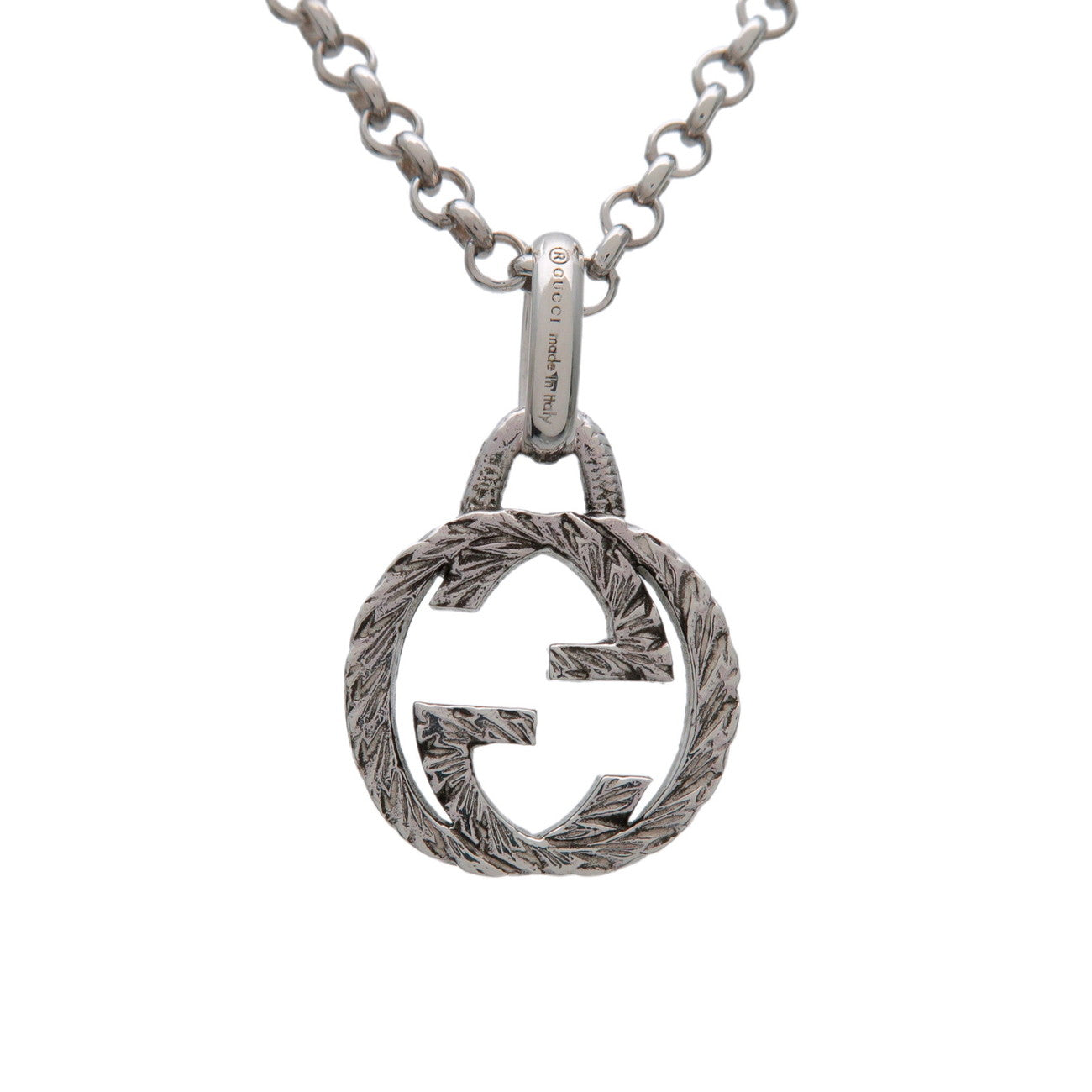 GUCCI Interlocking G Arabesque Chain Necklace SV925 Silver