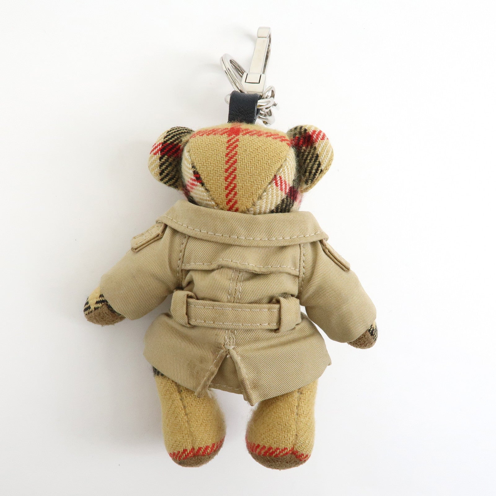 BURBERRY Nova Paid Canvas Bag Charm Key Holder Thomas Bear Beige