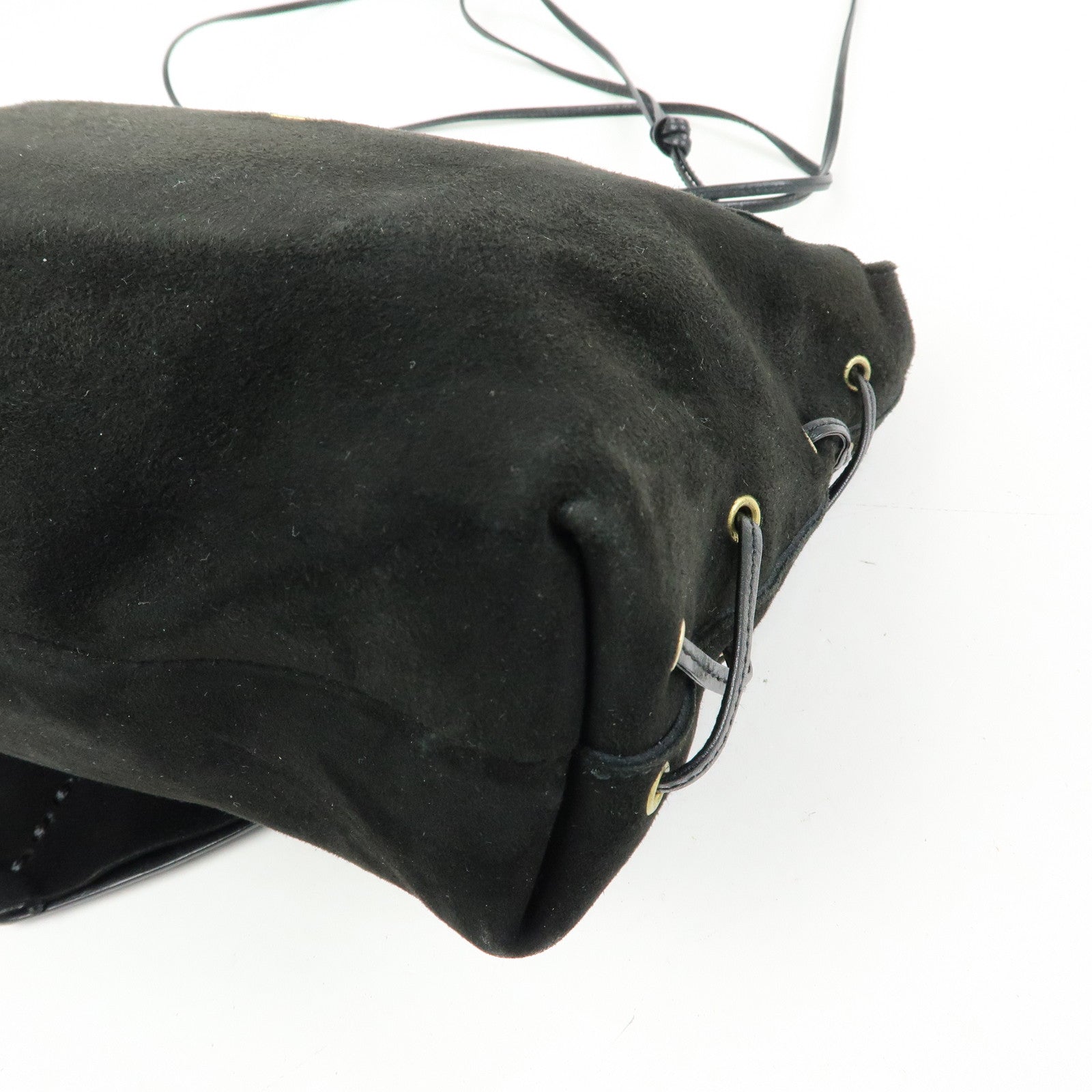 GUCCI Heart Suede Leather Shoulder Bag Crossbody Bag Black 95107