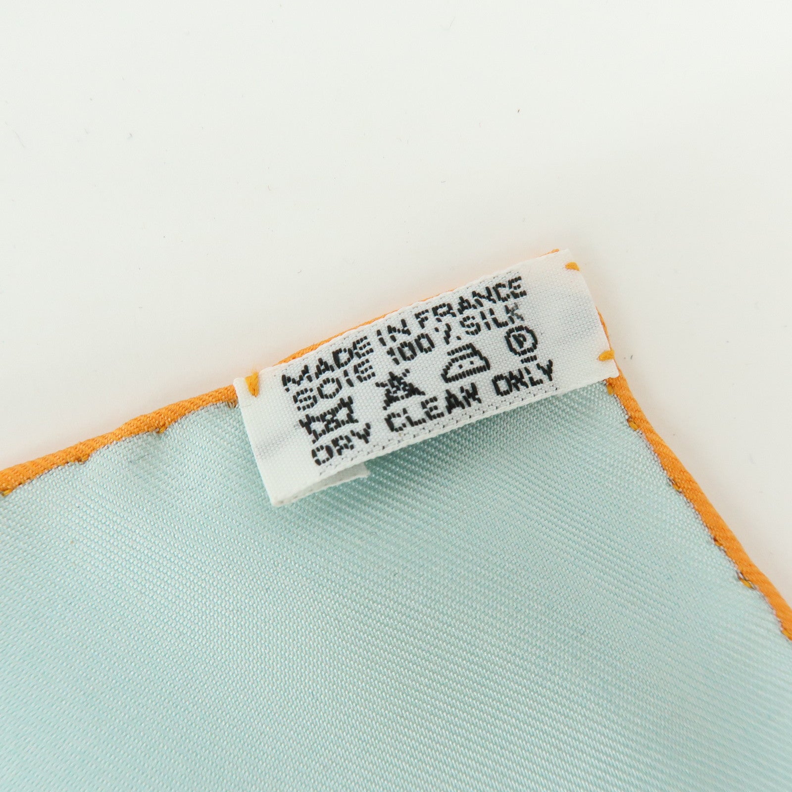 HERMES Carre 90 Silk 100% PAPEROLLES Scarf Light Blue Ivory