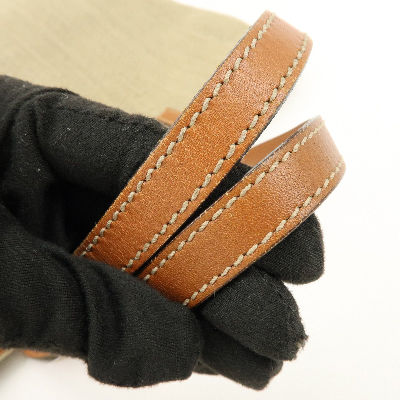 GUCCI Straw Leather Tote Bag Shoulder Bag Beige Brown 309551