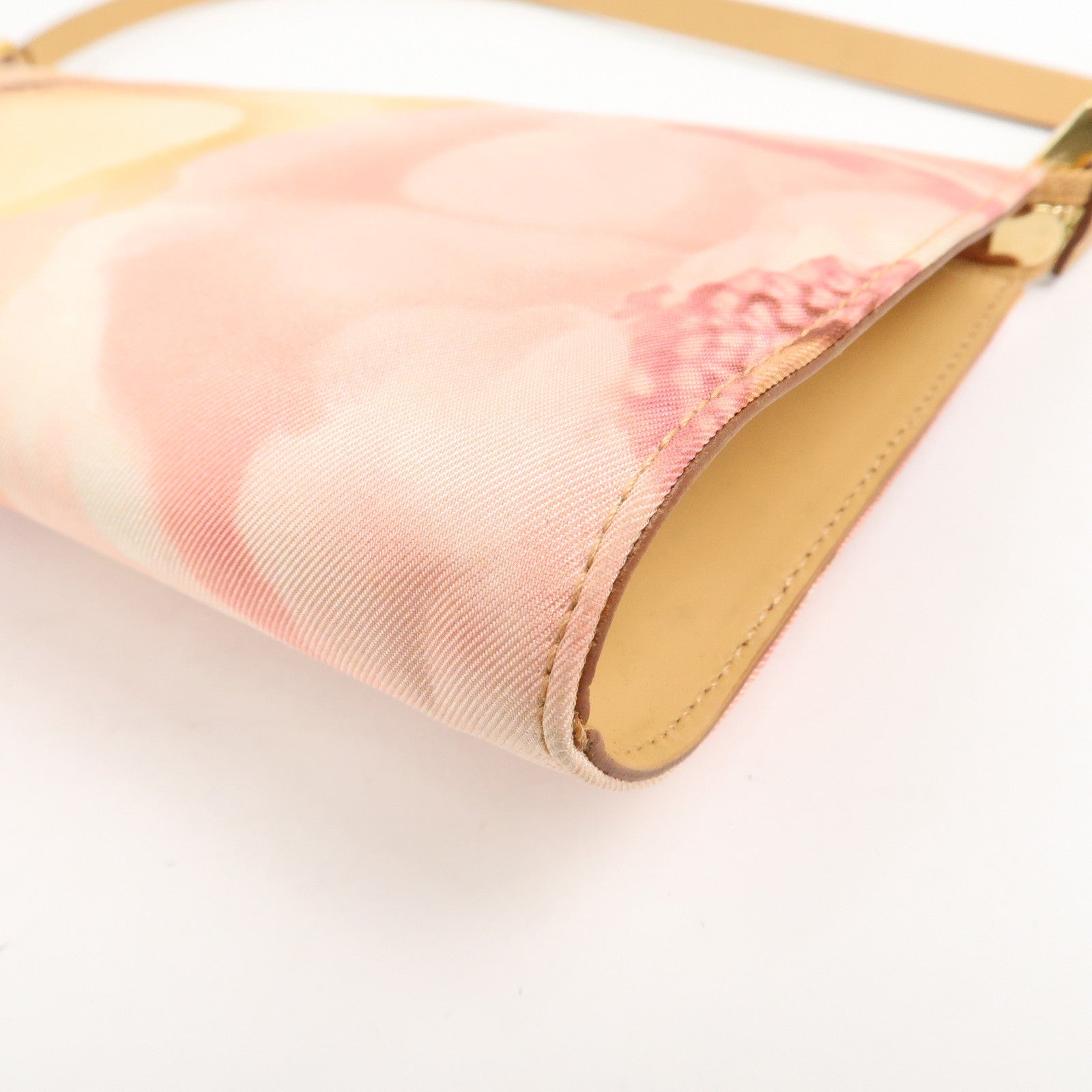 Ferragamo Gancini Nylon Leather Shoulder Bag Hand Bag Flower Pink