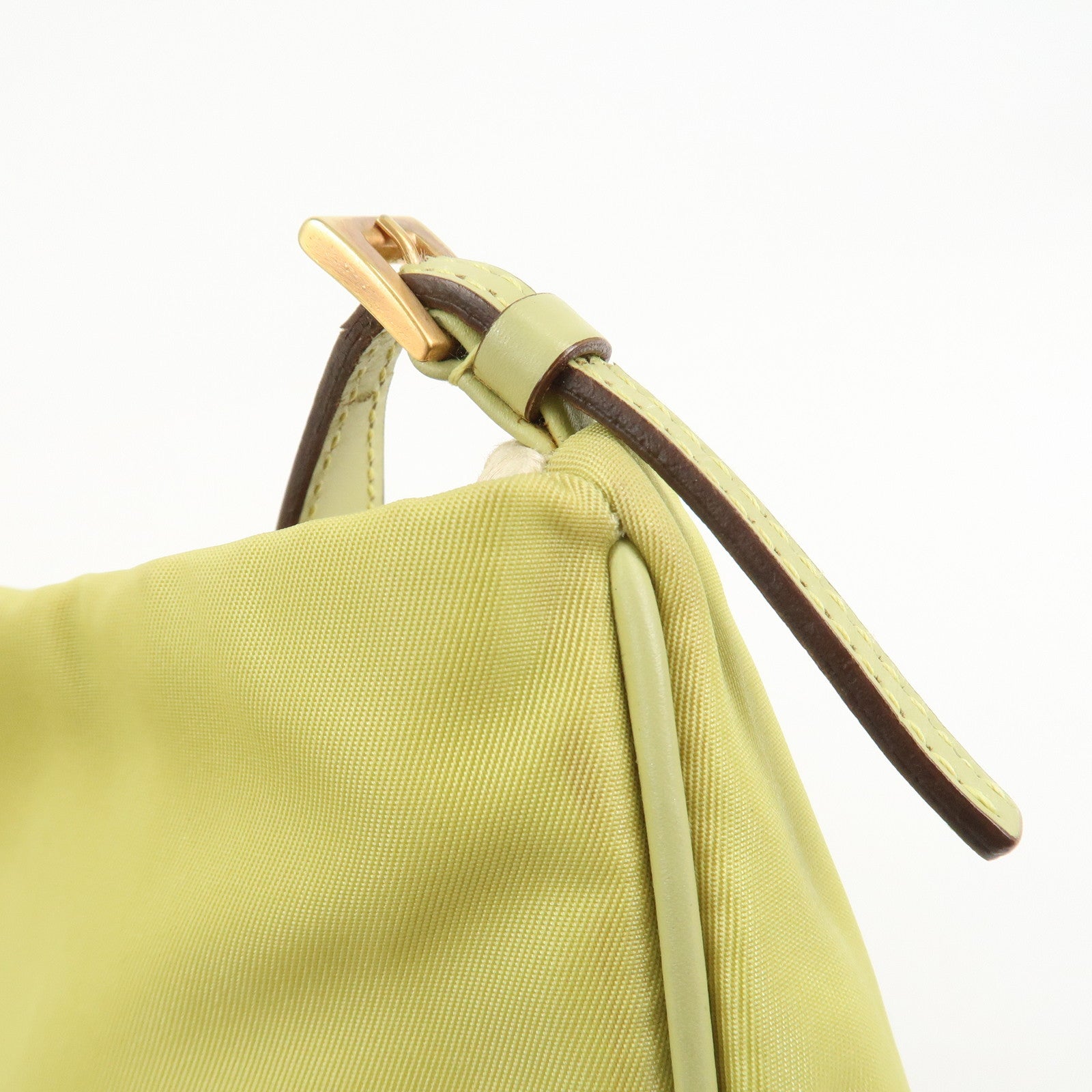 PRADA Triangle Logo Nylon Leather Shoulder Bag Yellow BR0107