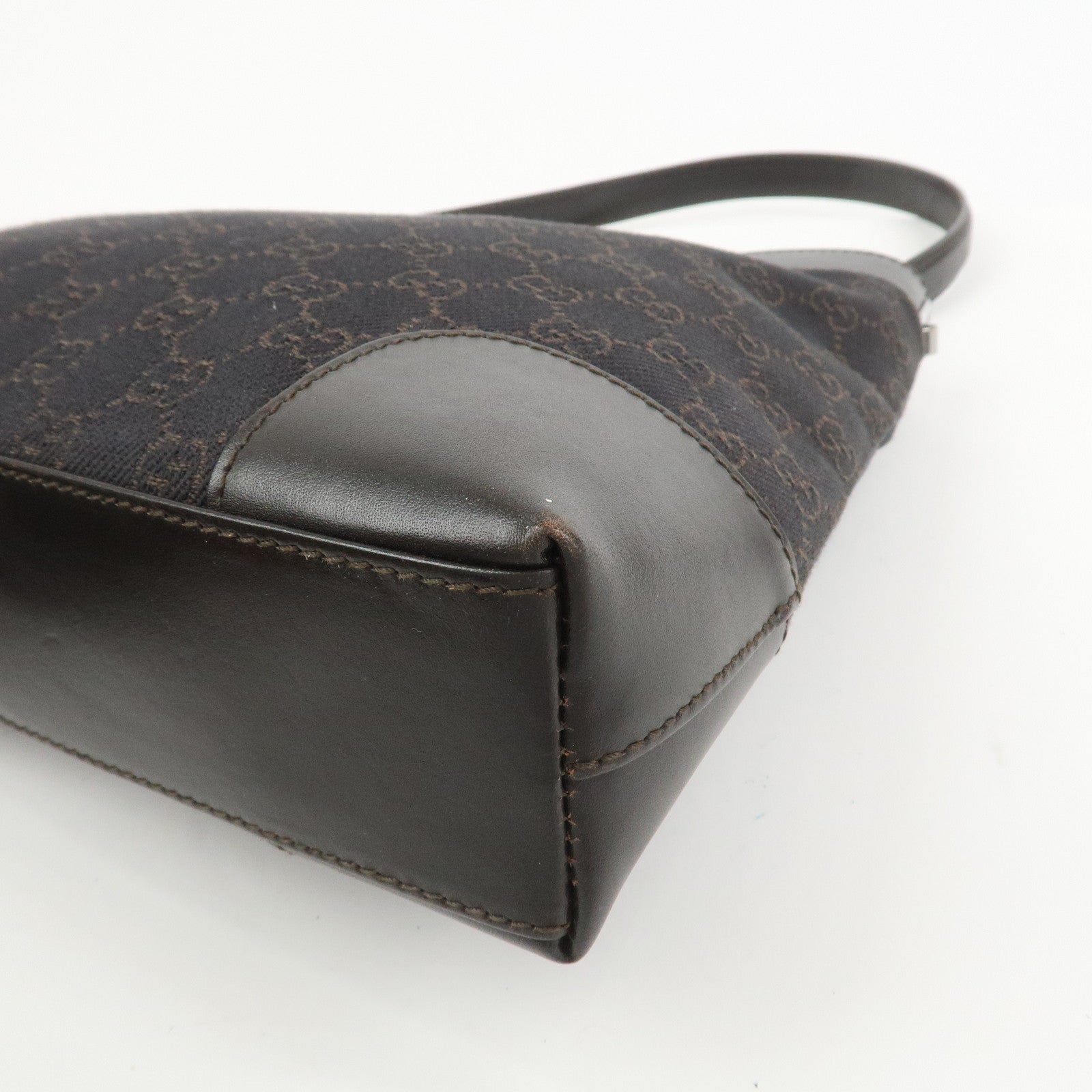 GUCCI GG Denim Leather Shoulder Bag Hand Bag Brown 143745