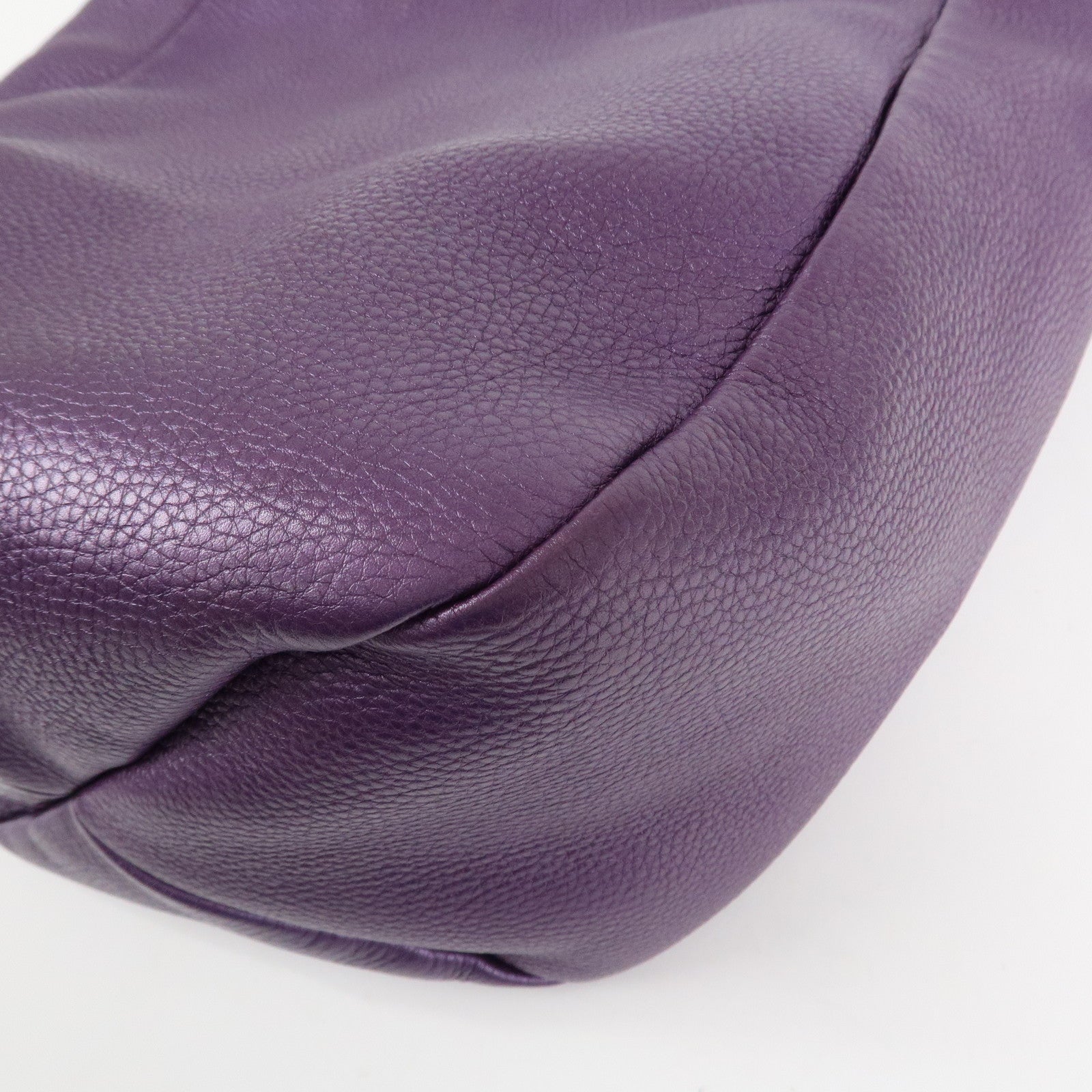 GUCCI Leather Shoulder Bag Hand Bag Metallic Purple 268749