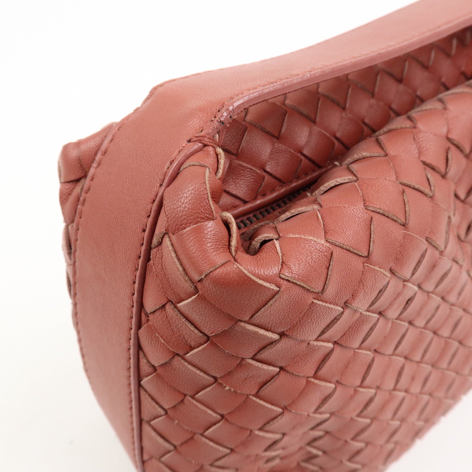 BOTTEGA VENETA Intrecciato Leather Shoulder Bag Hand Bag Red