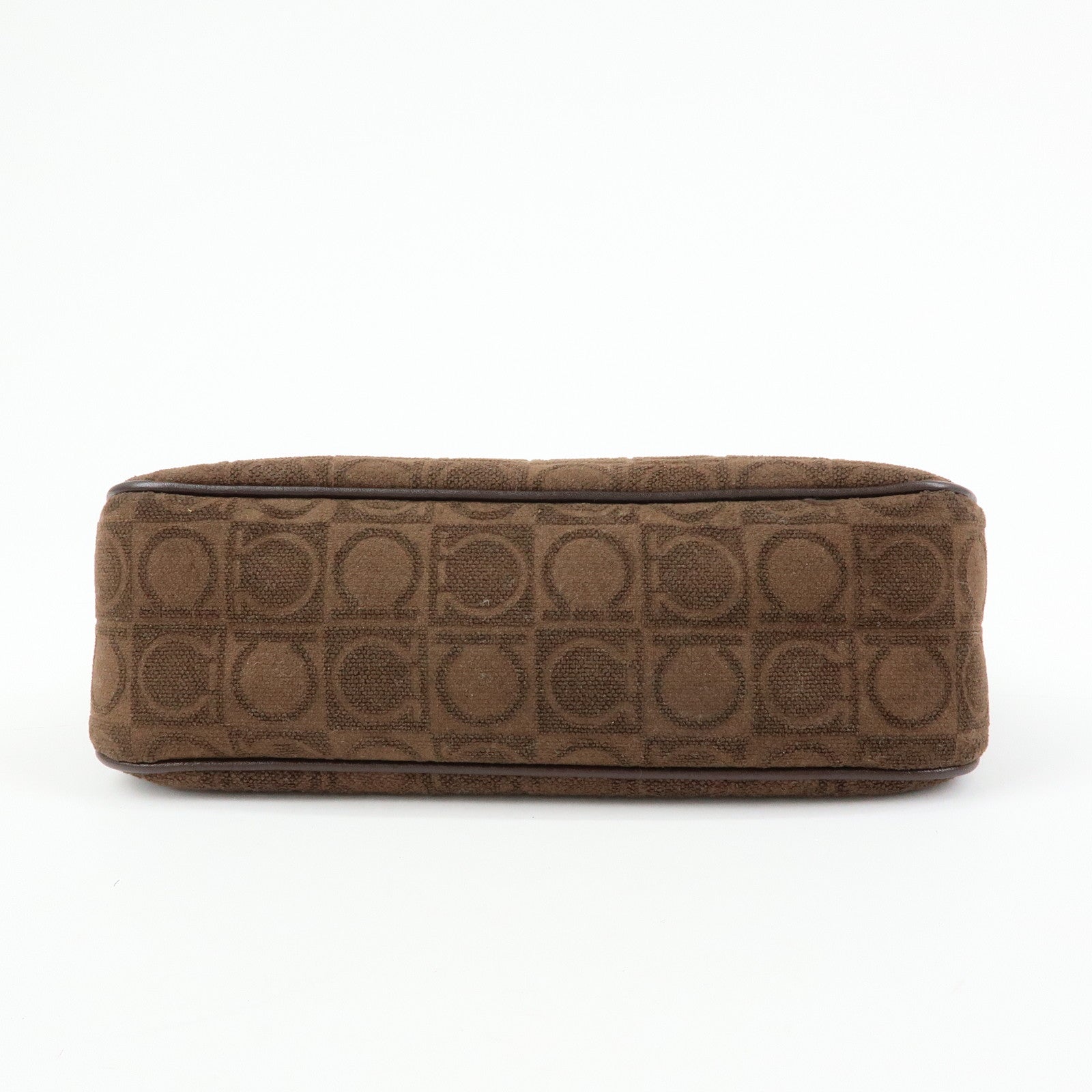 Ferragamo Ganchini Pile Leather Shoulder Bag Hand Bag Brown