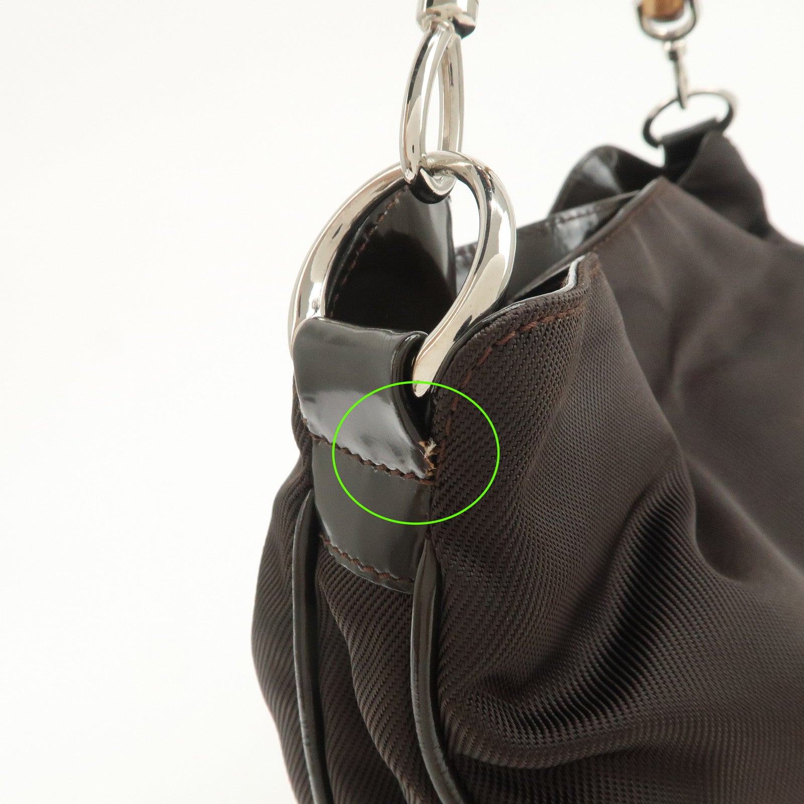 GUCCI Bamboo Nylon Leather 2Way Bag Hand Bag Shoulder Bag 001・2404