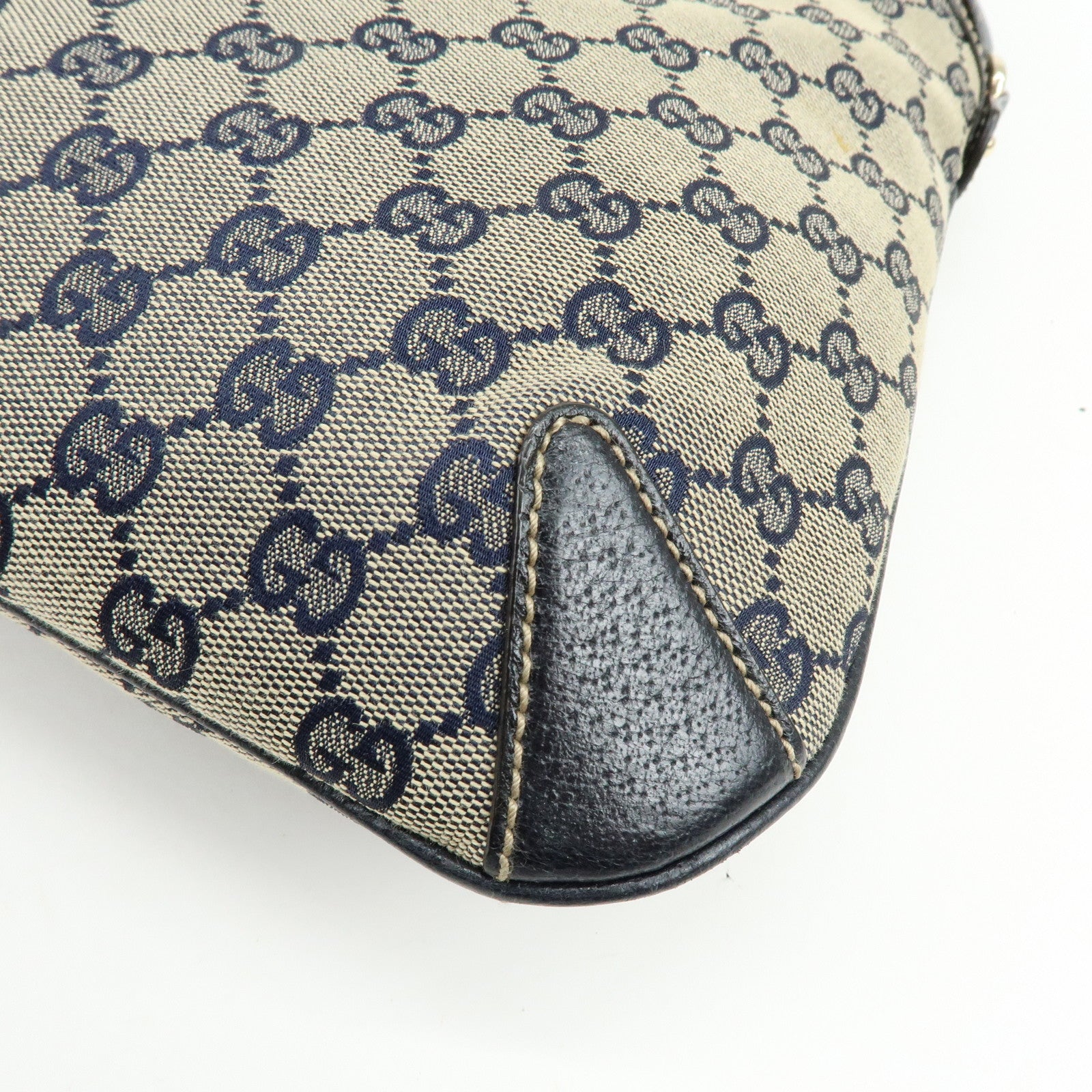 GUCCI Horsebit Sherry GG Canvas Leather Shoulder Bag Beige 145826