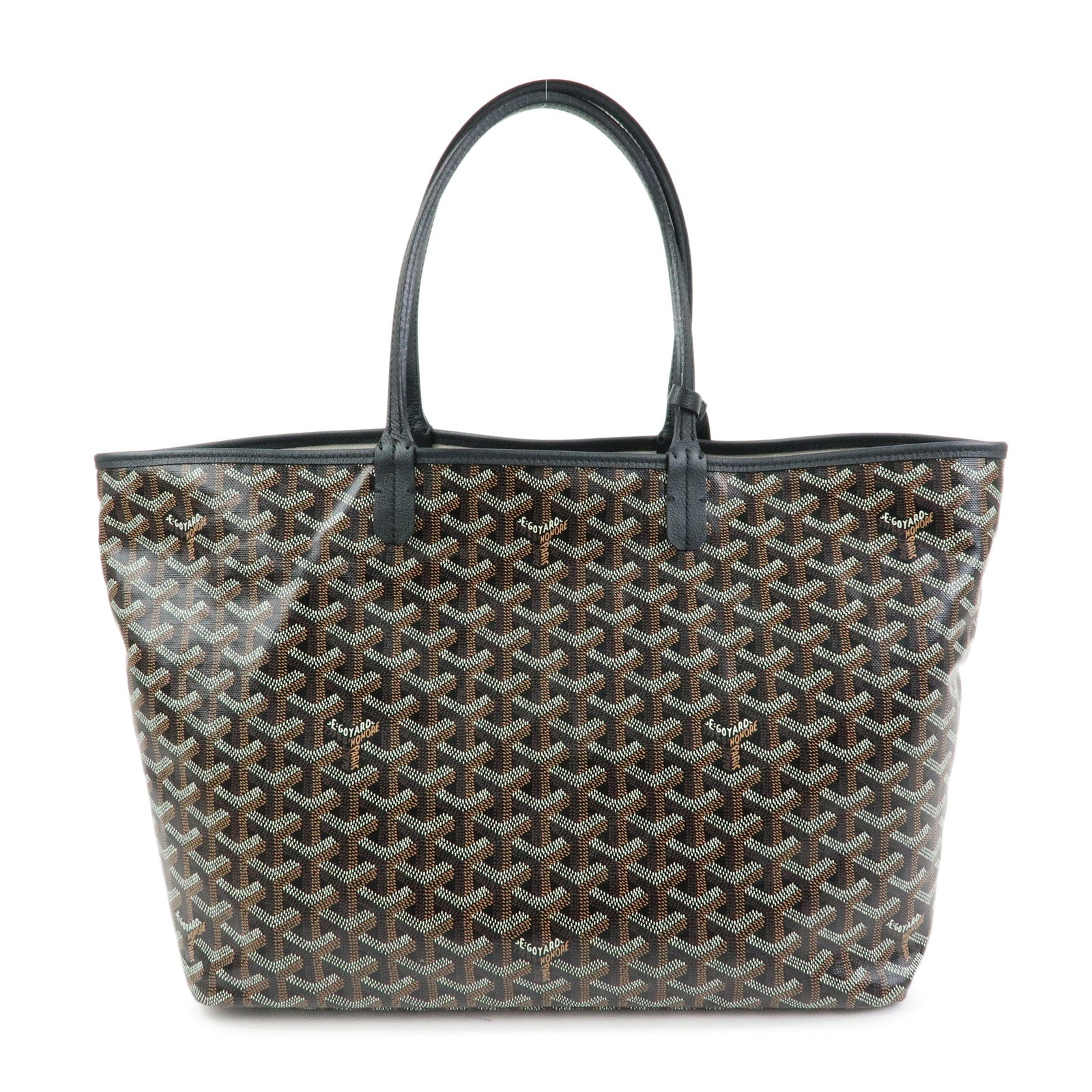 GOYARD Saint Louis PM PVC Leather Tote Bag Hand Bag Black Brown