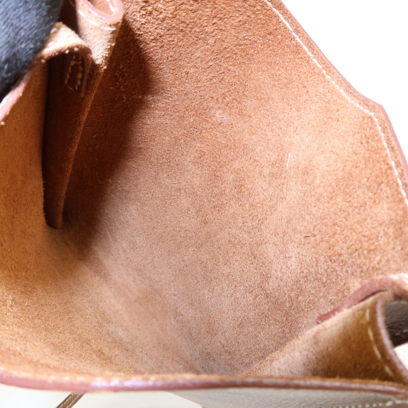 HERMES Air Line Canvas Leather Omenitu Shoulder Bag Brown