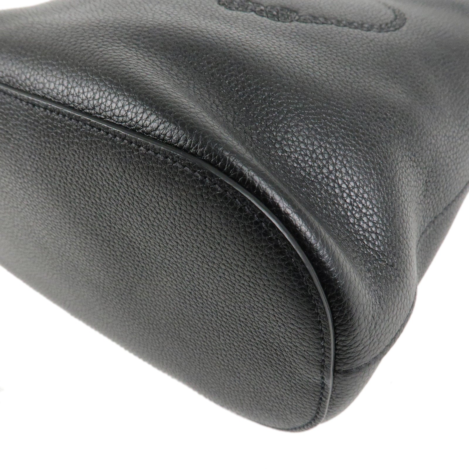 PRADA VITELLO PHENIX Calf Leather Shoulder Bag Black 1BE057 Used