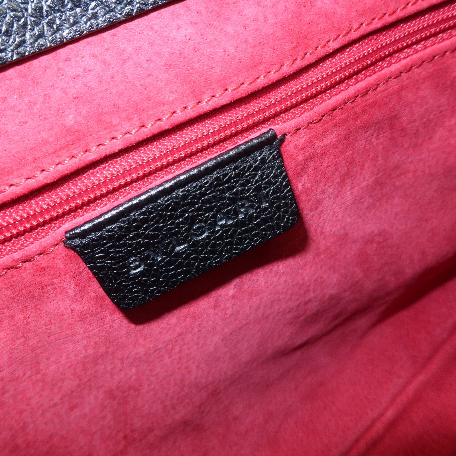 BVLGARI Logo Leather Shoulder Bag Hand Bag Black