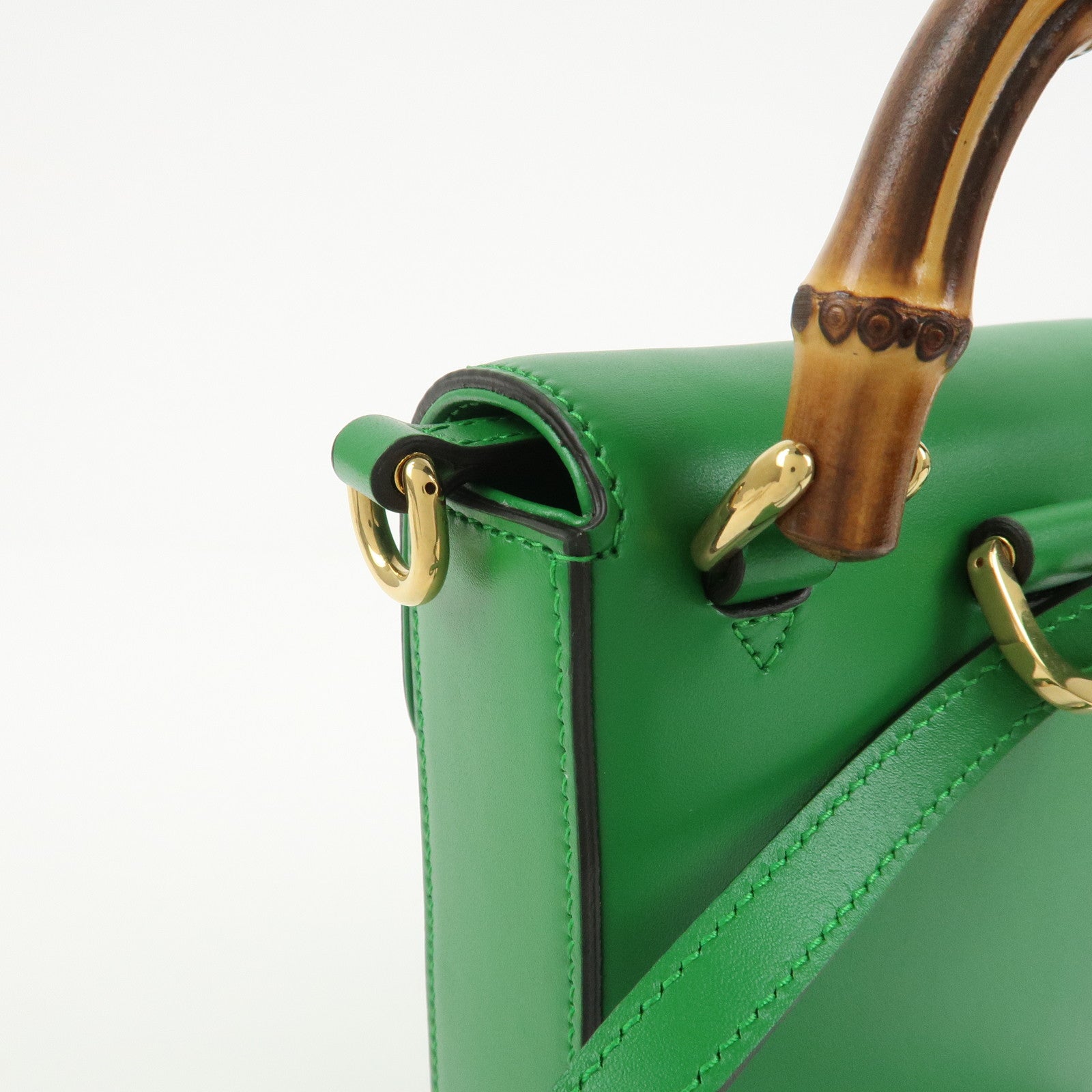 GUCCI Bamboo Leather 2Way Bag Backpack Shoulder Bag Green 702106