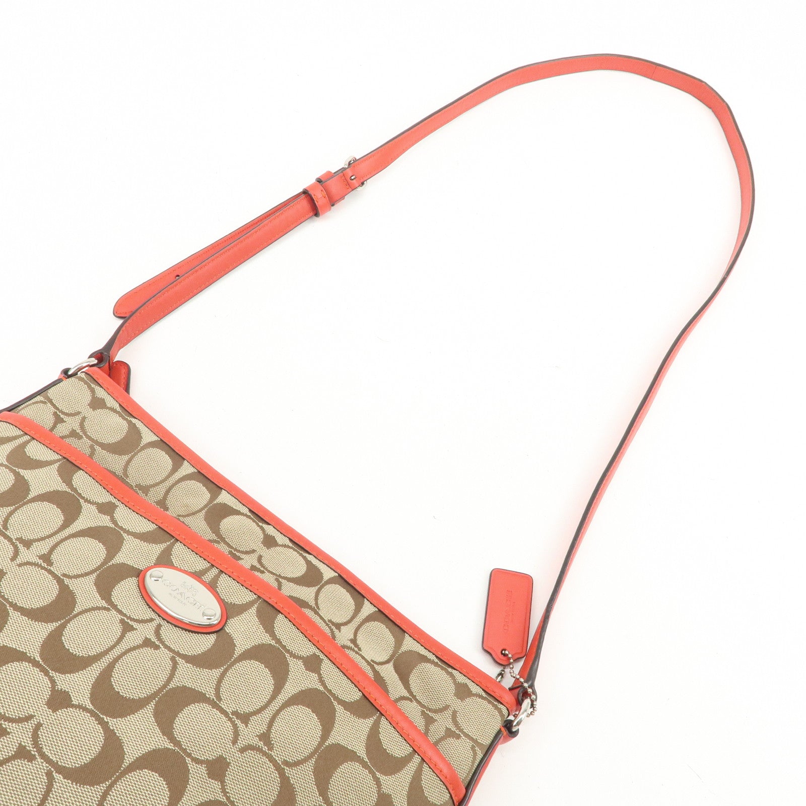 COACH Signature Set of 3 Shoulder Bag Hand Bag Beige Brown Gold