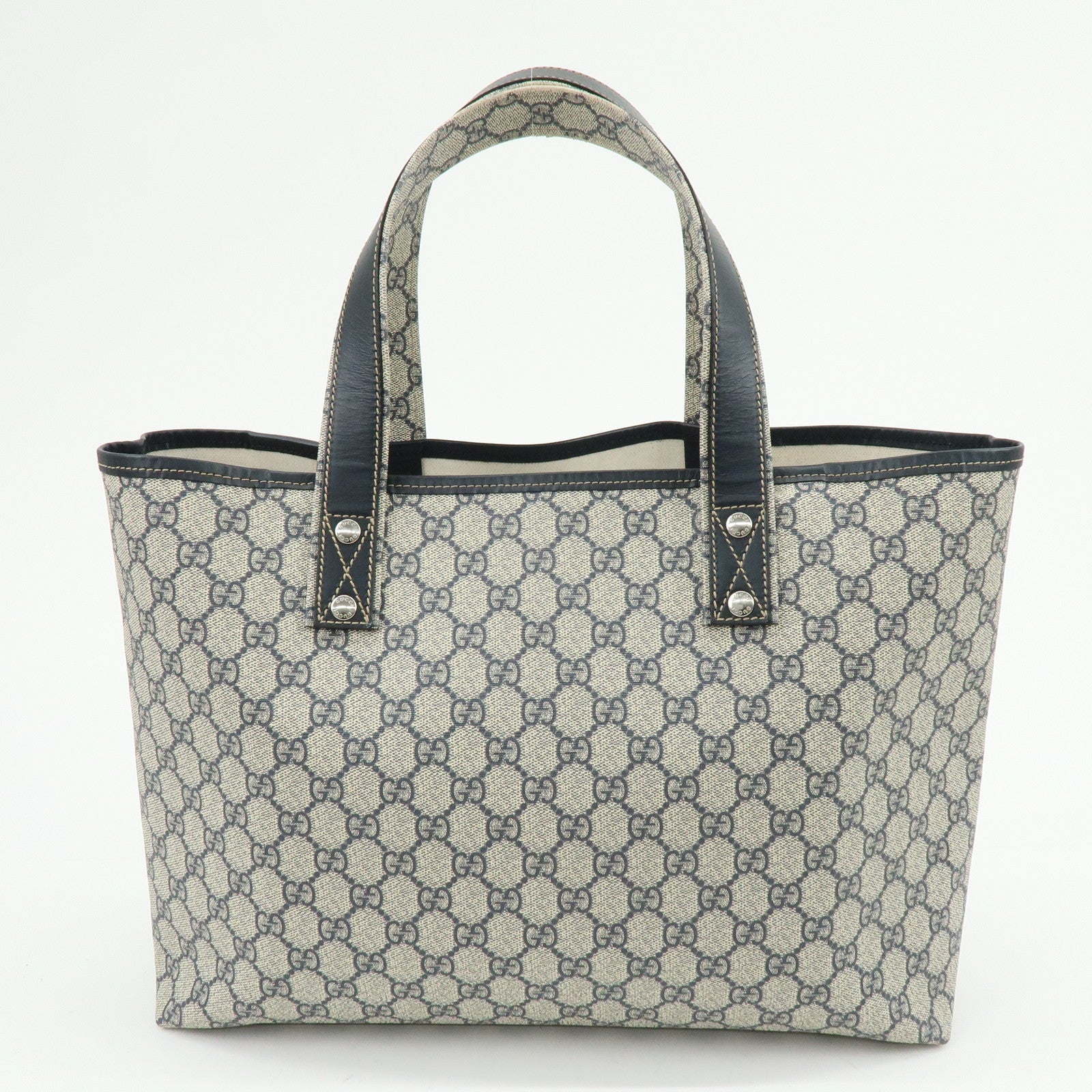 GUCCI Sherry GG Supreme Leather Tote Bag Shoulder Bag Navy 211134