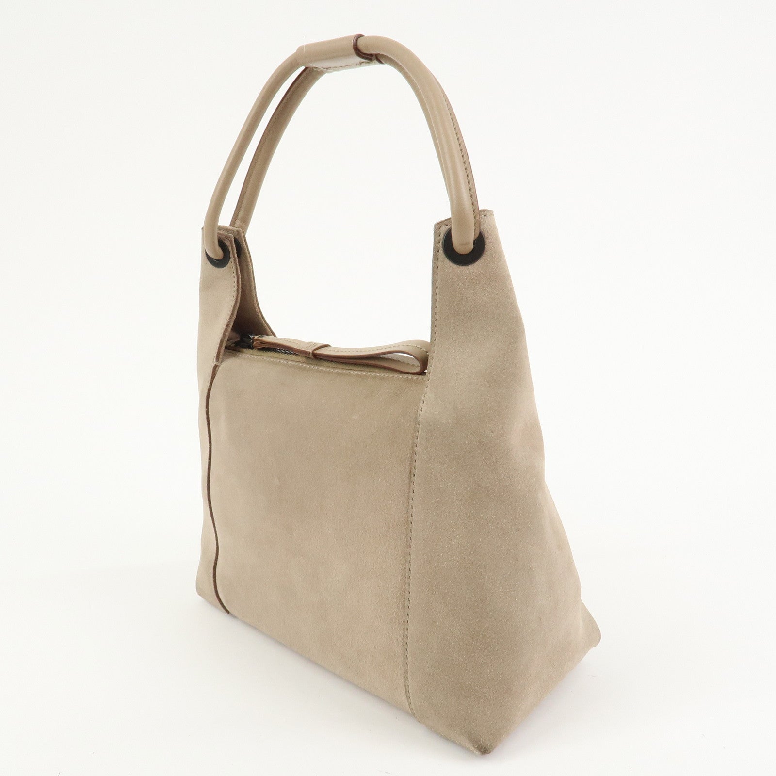 GUCCI Logo Suede Shoulder Bag Hand Bag Beige 101333