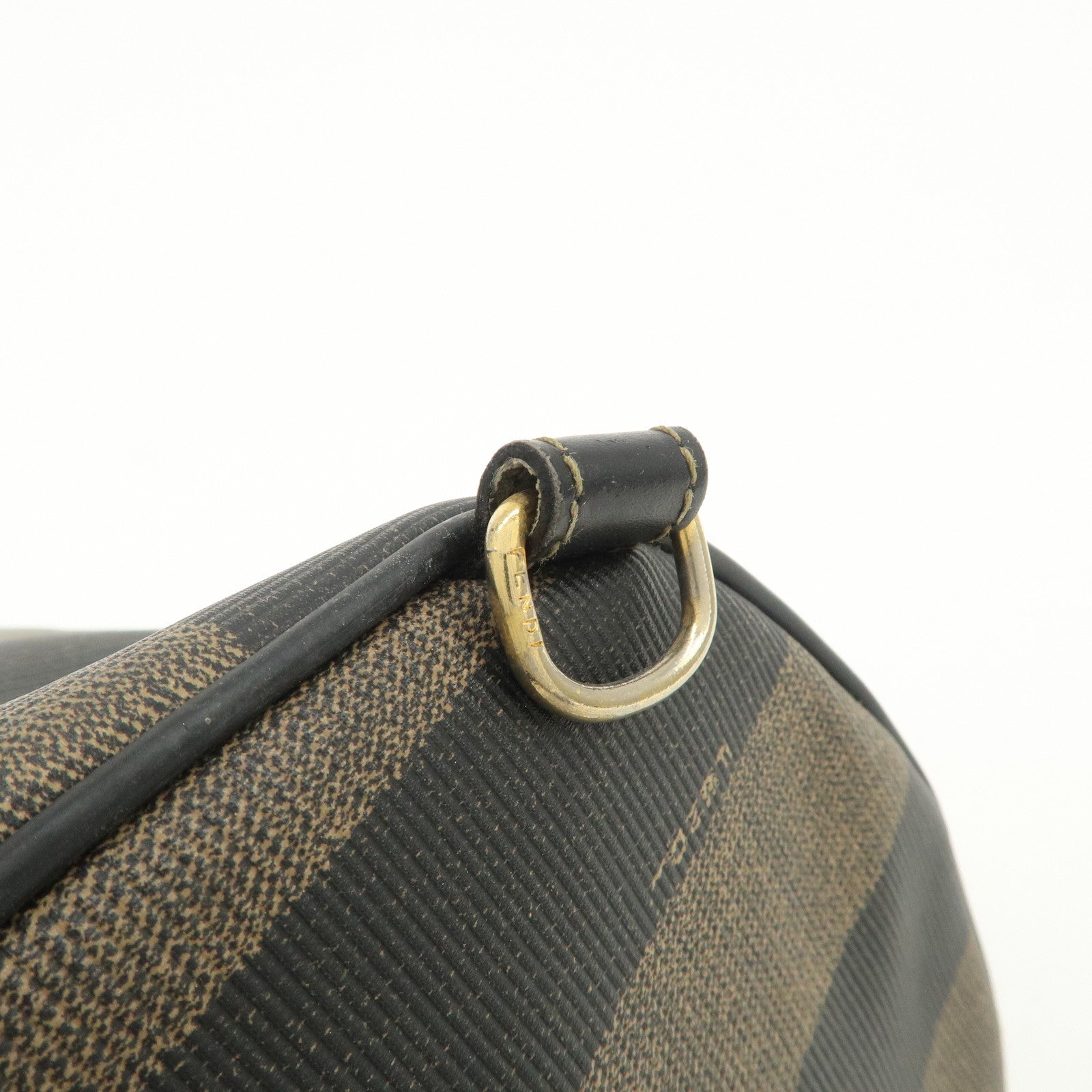 FENDI PVC Canvas Leather Back Pack Body Bag Black Brown 14559