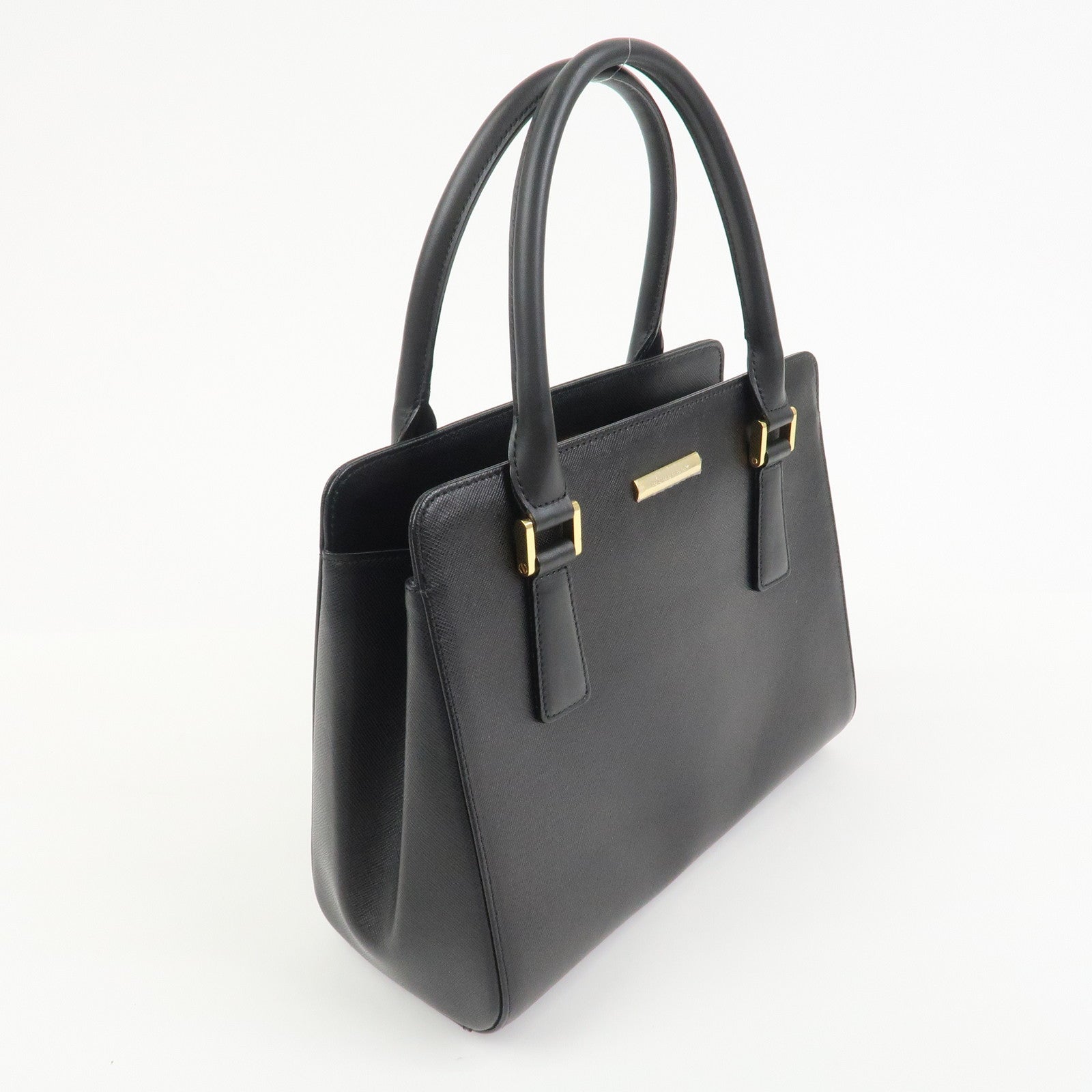 BURBERRY Logo Leather Hand Bag Black