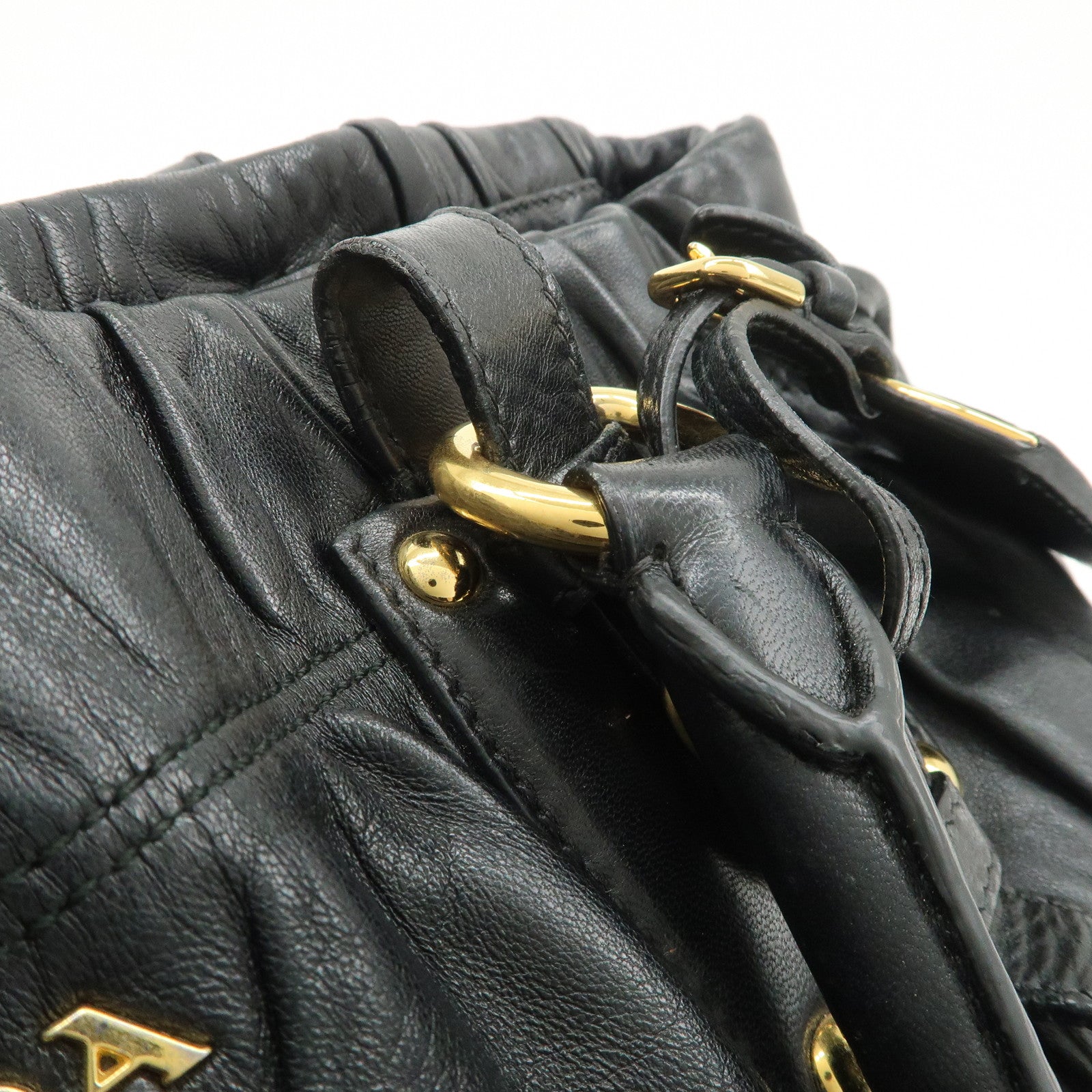 PRADA Leather 2WAY Bag Hand Bag Shoulder Bag Black BN1788
