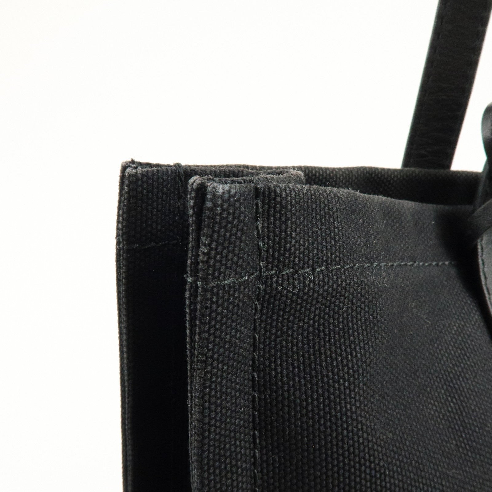 JIMMY CHOO Logo Canvas Leather Shoulder Bag Tote Bag Black