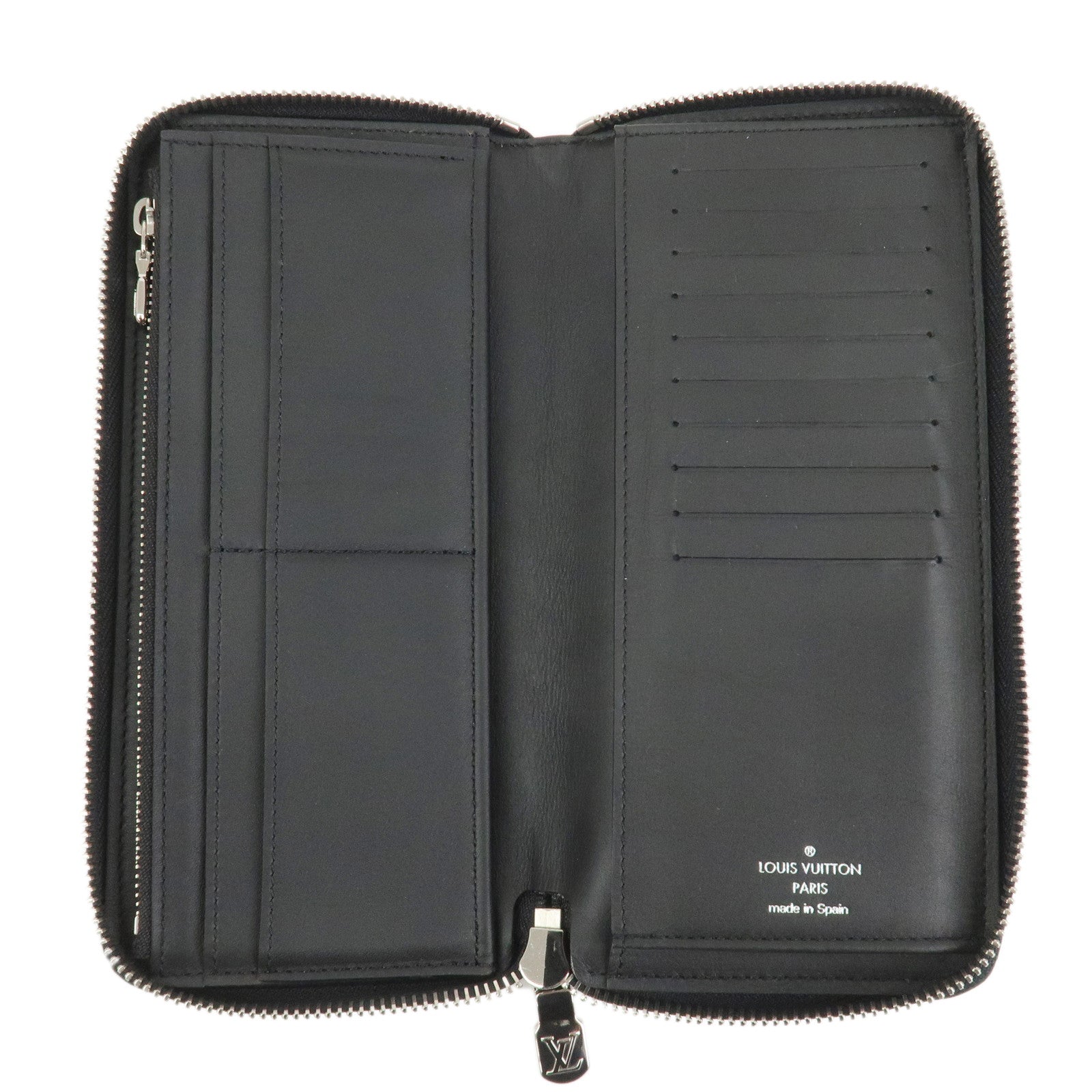 Louis Vuitton Torillon Leather Vertical Zippy Wallet Black M68228