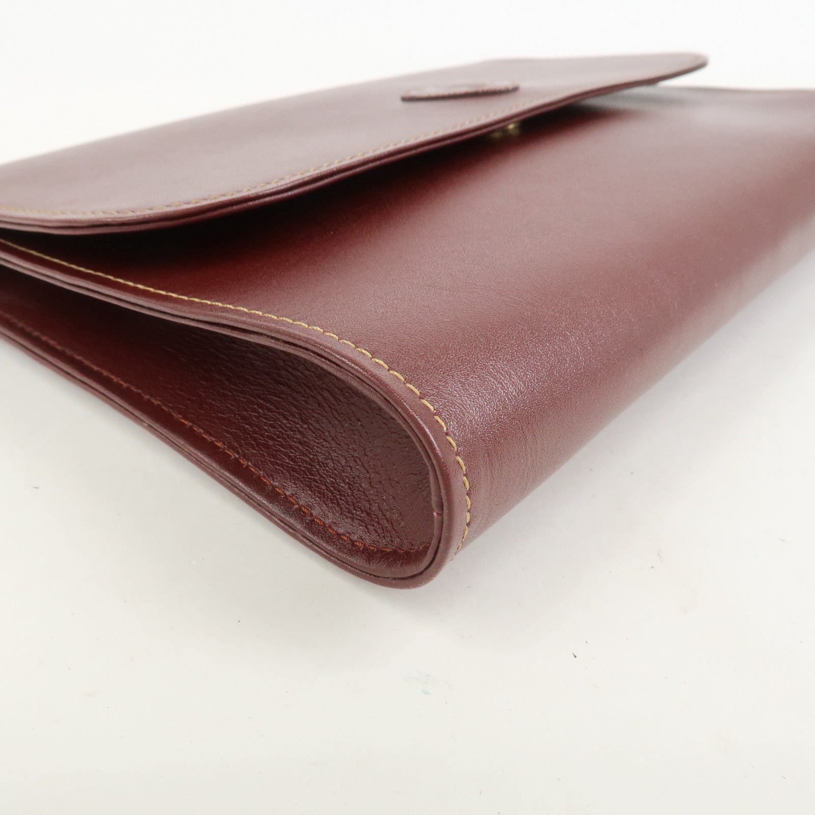 Cartier Logo Leather Clutch Bag Bordeaux