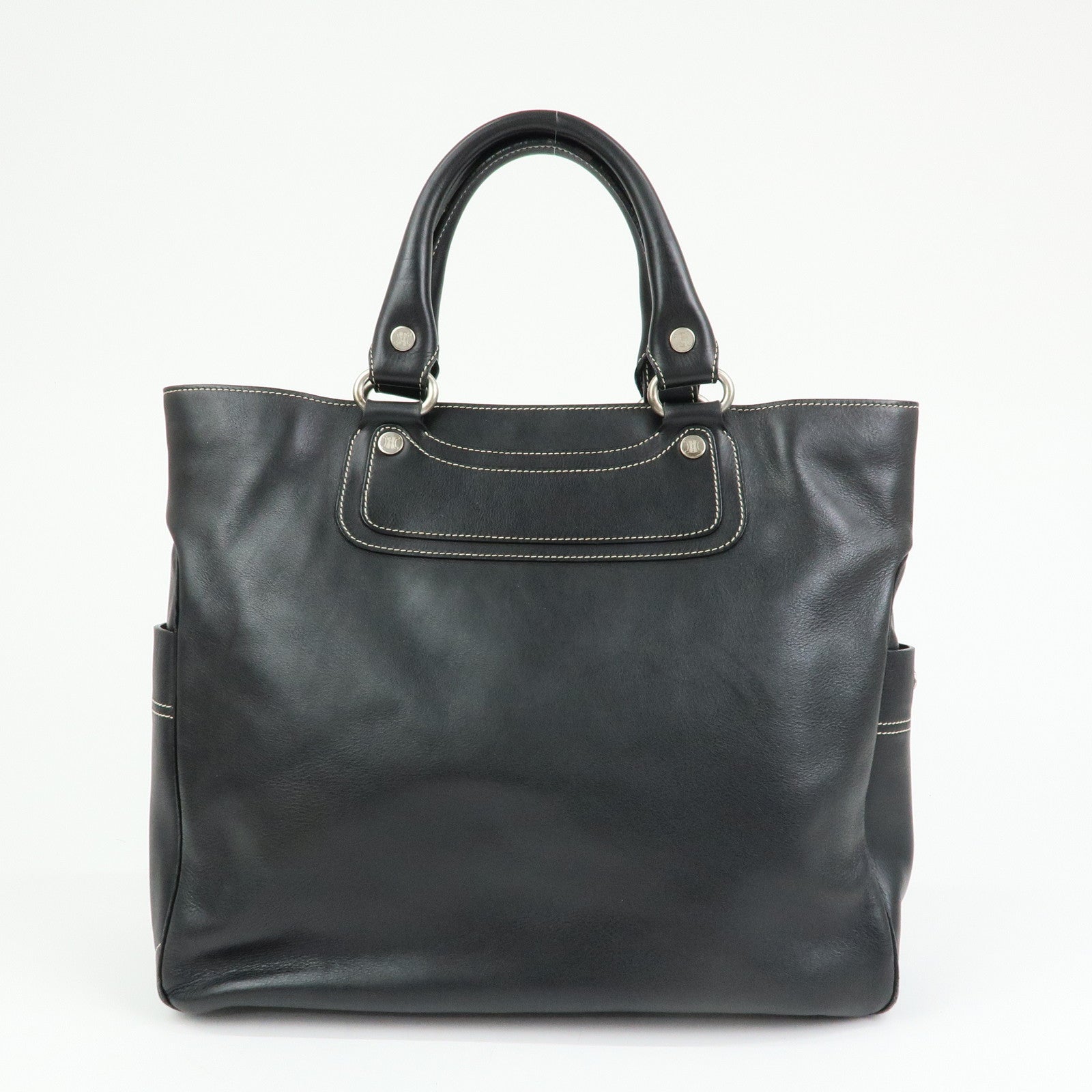 CELINE Boogie Bag Leather Hand Bag Tote Bag Black Silver