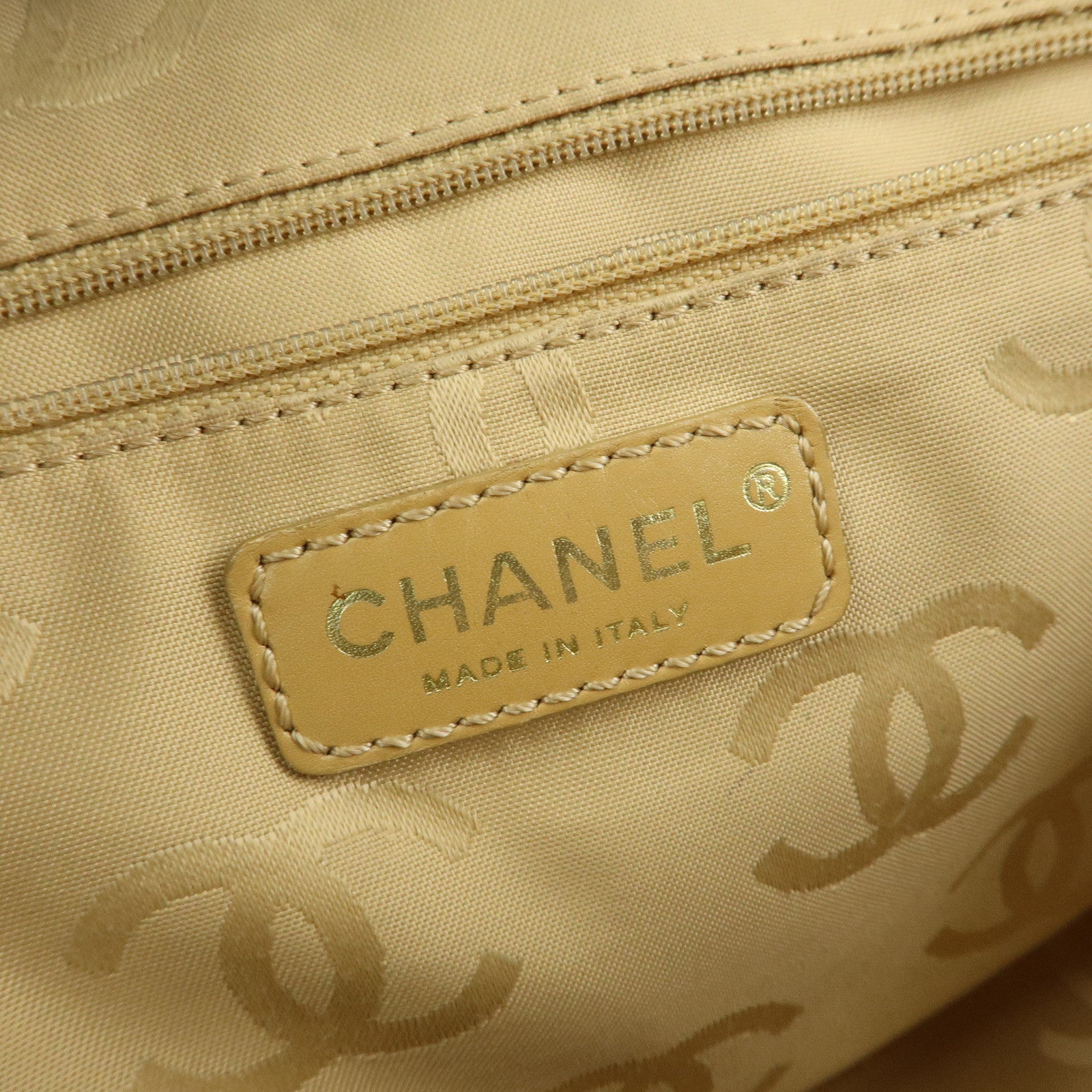 CHANEL Wild Stitch Calf Leather Boston Bag Hand Bag Beige
