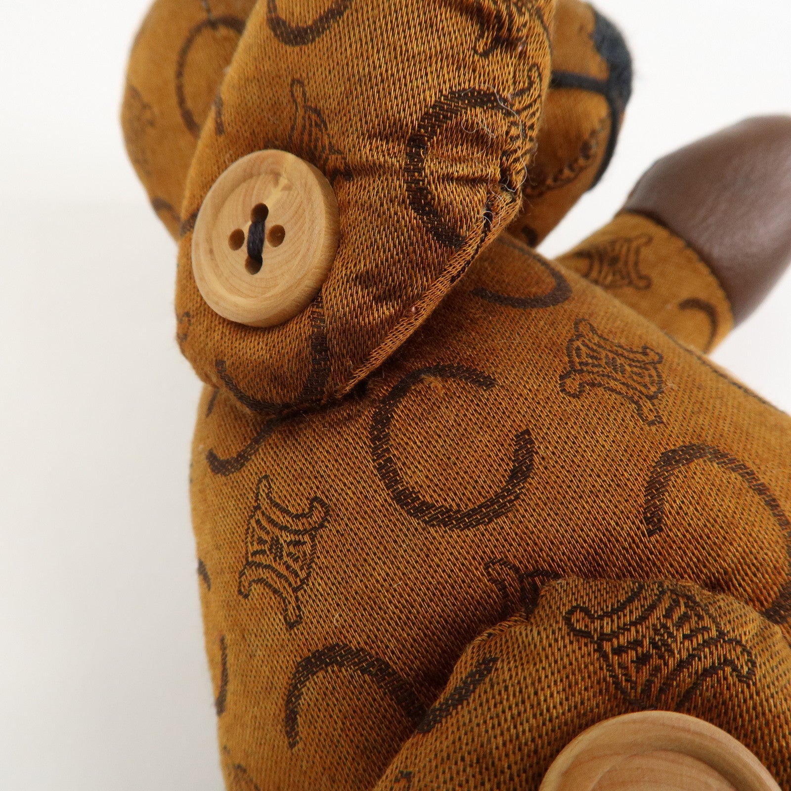 CELINE C Macadam Canvas Leather Teddy Bear Stuffed Animal Brown