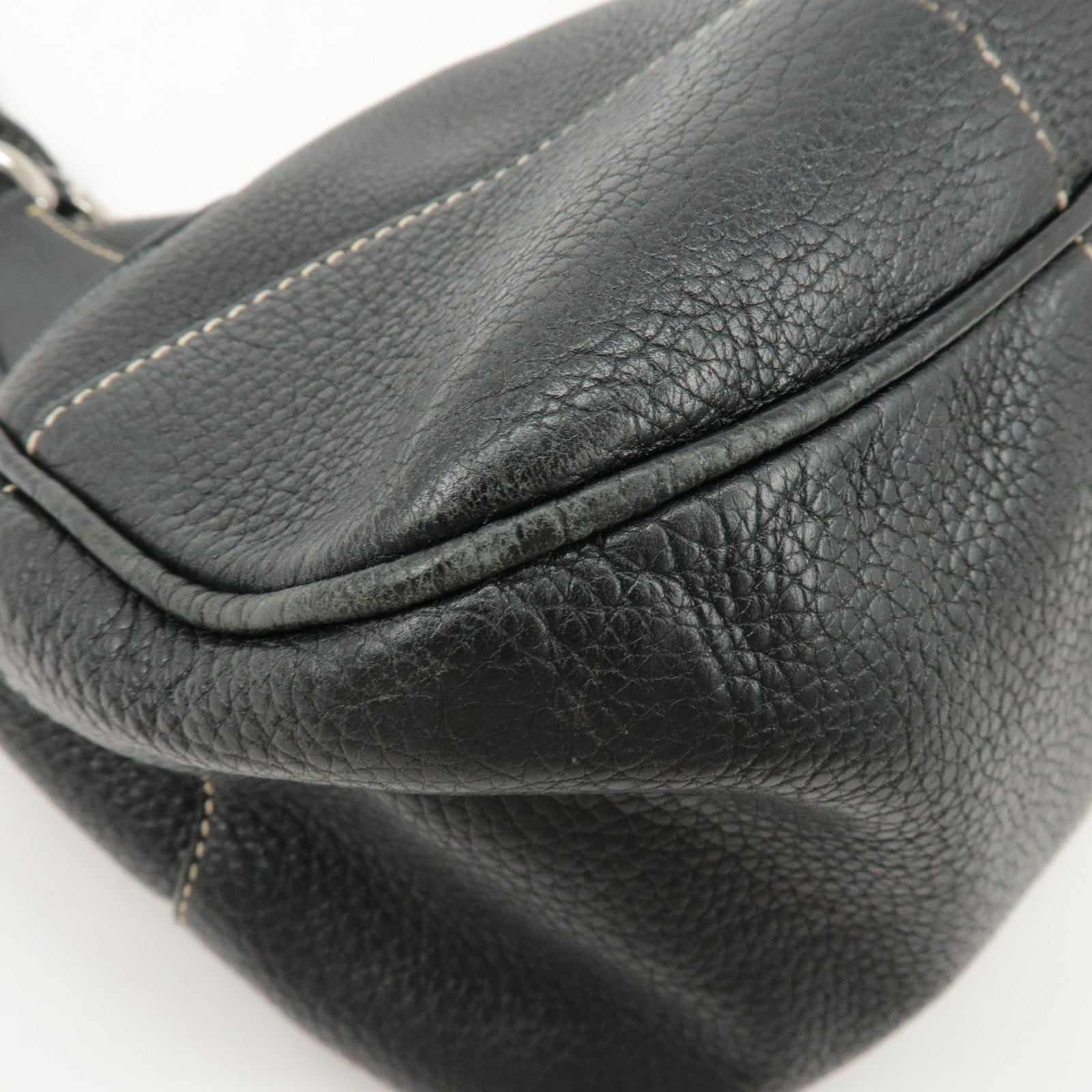 PRADA Logo Leather Shoulder Bag Hand Bag Black BR3593 Used