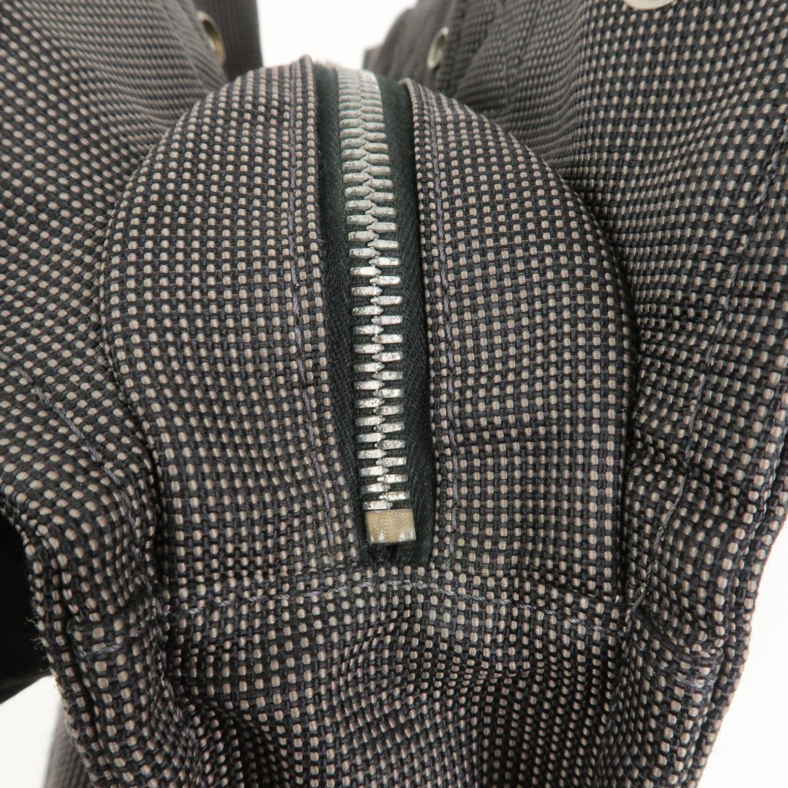 HERMES Herline PM Nylon Canvas Tote Bag Hand Bag Black