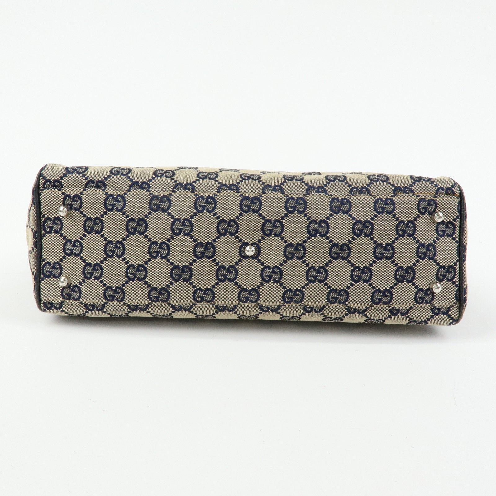 GUCCI Sherry Horsebit GG Canvas Leather Tote Bag Hand Bag 145810
