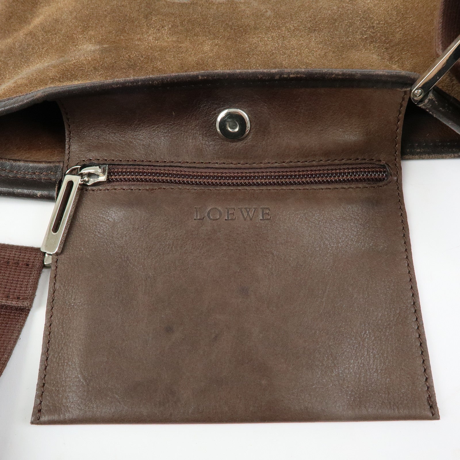 LOEWE Anagram Suede Leather Shoulder Bag Crossbody Bag Brown