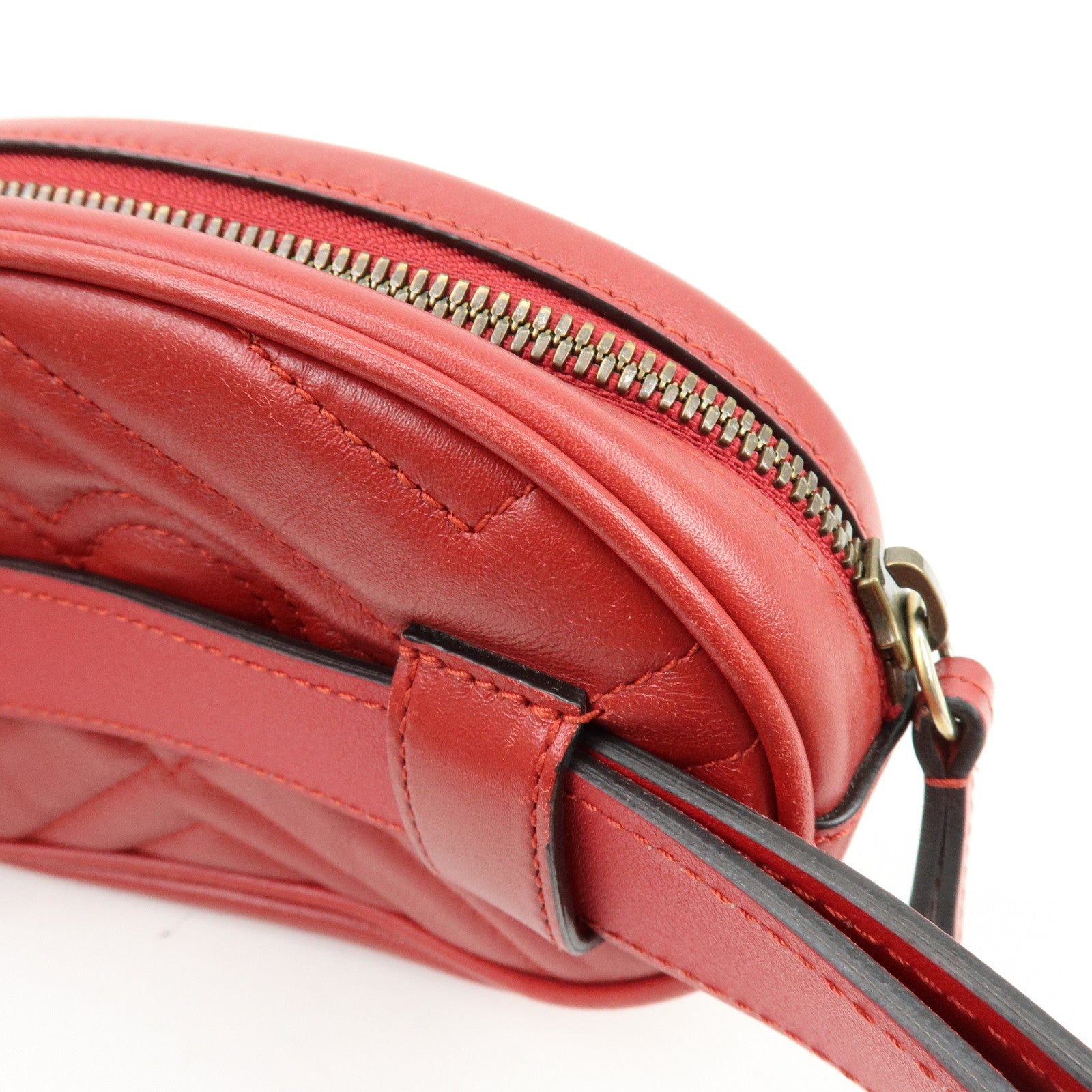GUCCI GG Marmont Leather Waist Pouch Body Bag Red 476434
