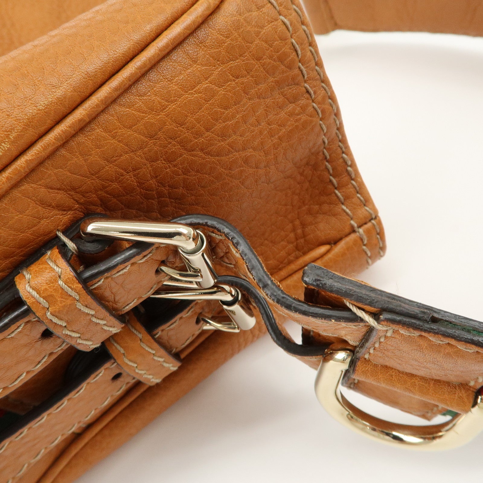 GUCCI Sherry Heritage Leather Shoulder Bag Brown 247597