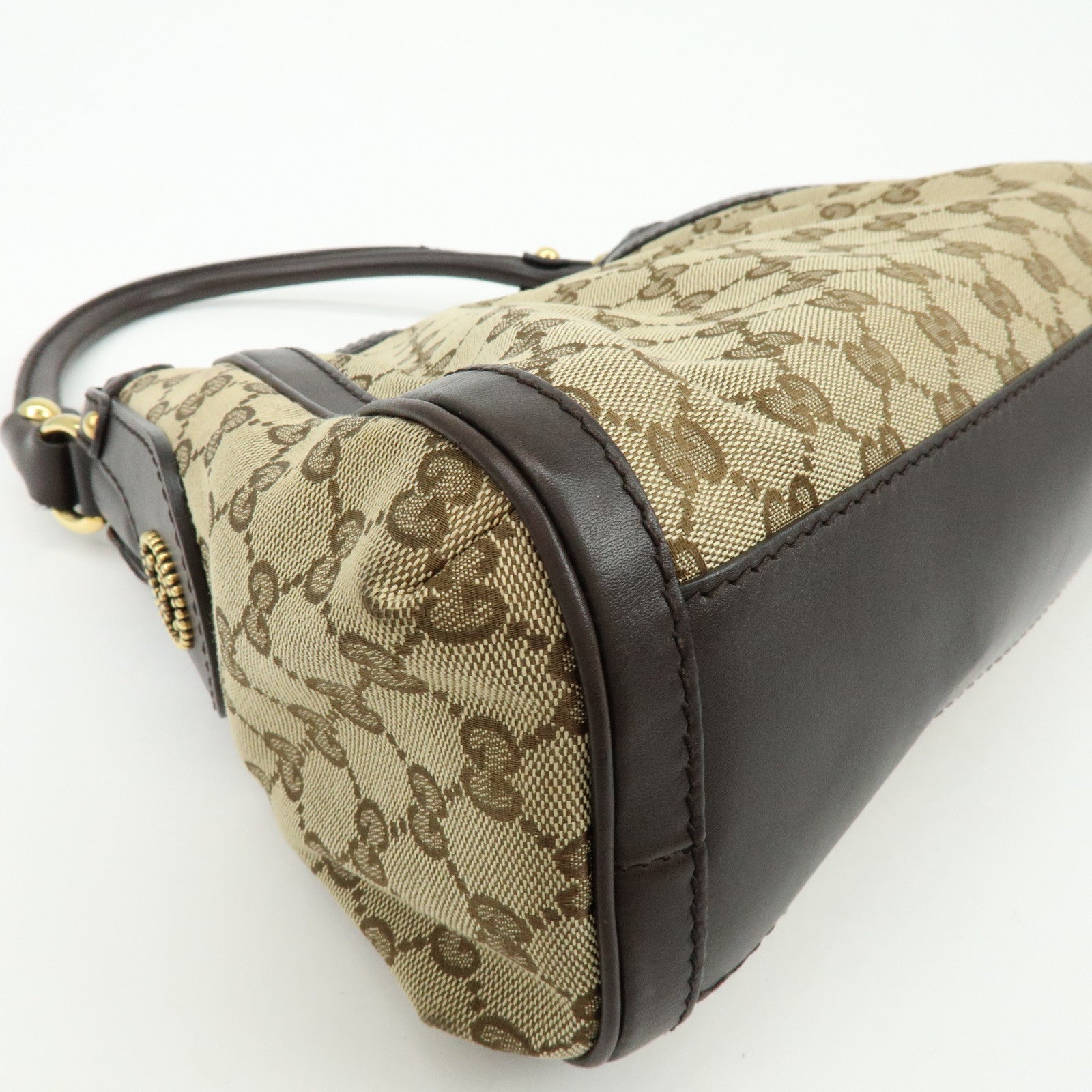 GUCCI Interlocking G Canvas Leather Shoulder Bag Beige 282298