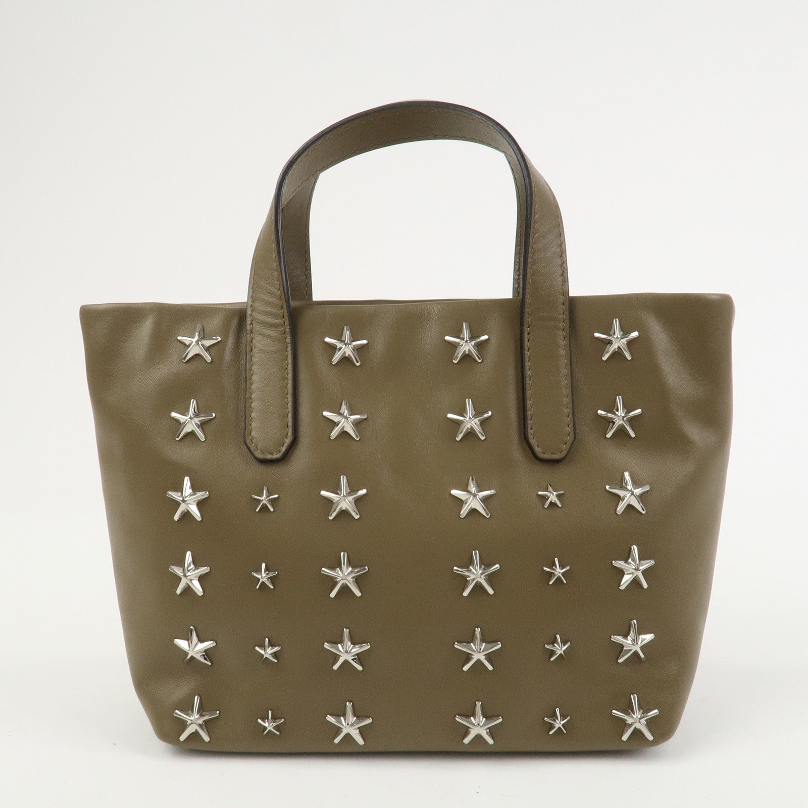 JIMMY CHOO Leather 2Way Bag Hand Bag Shoulder Bag Star Studs Brown