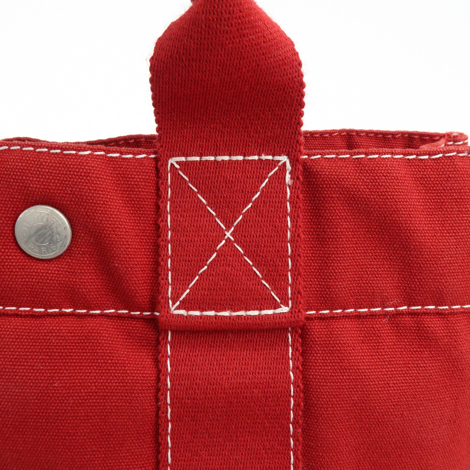 HERMES Deauville PM Canvas Hand Bag Tote Bag Red