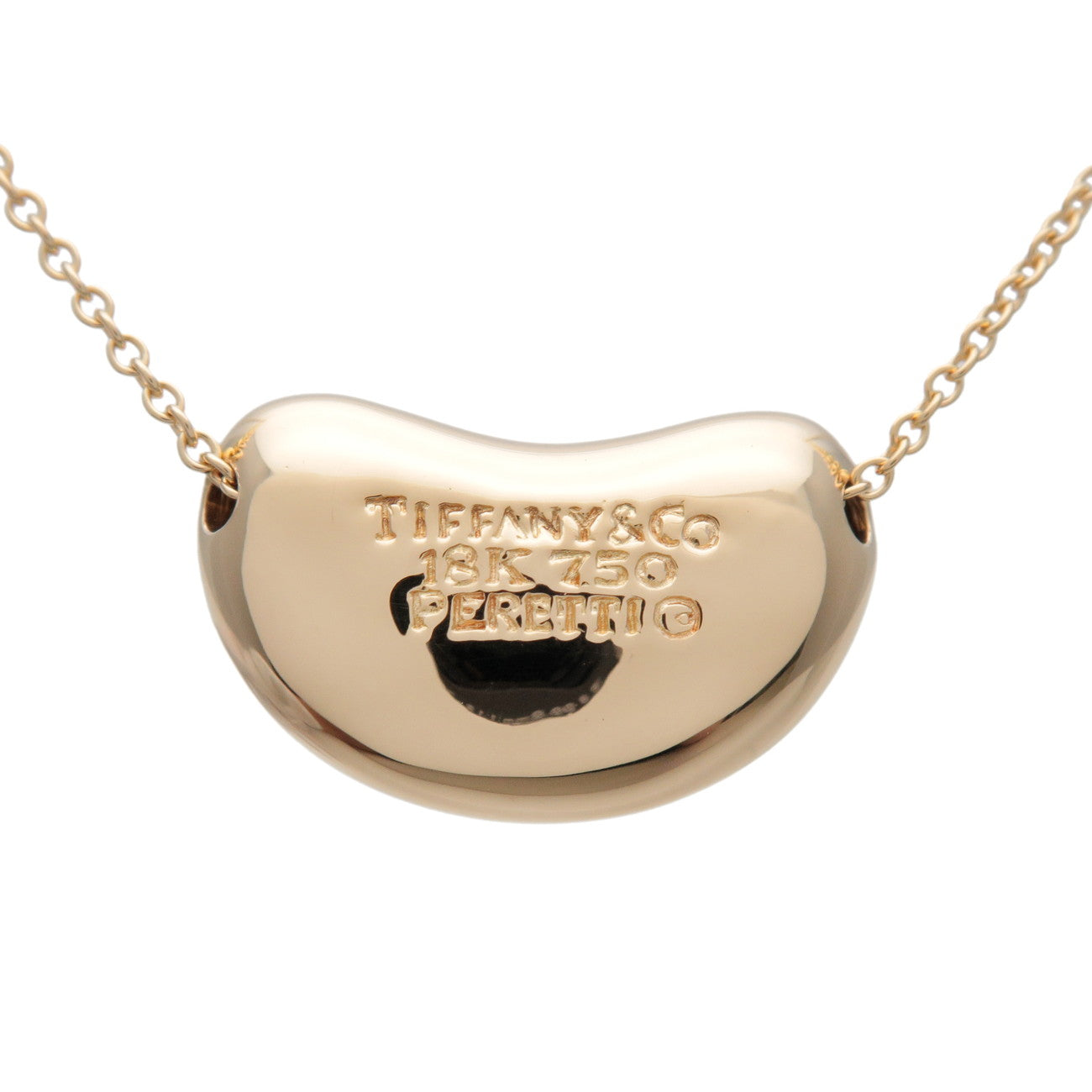 Tiffany&Co. Bean Necklace Medium K18YG 750YG Yellow Gold